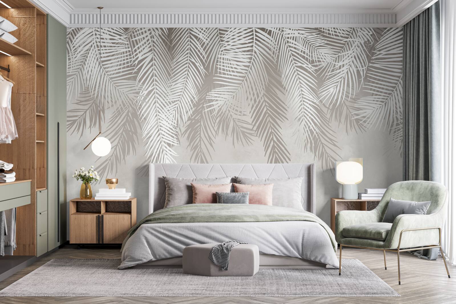 Fototapet penele atârnă pe un fundal deschis