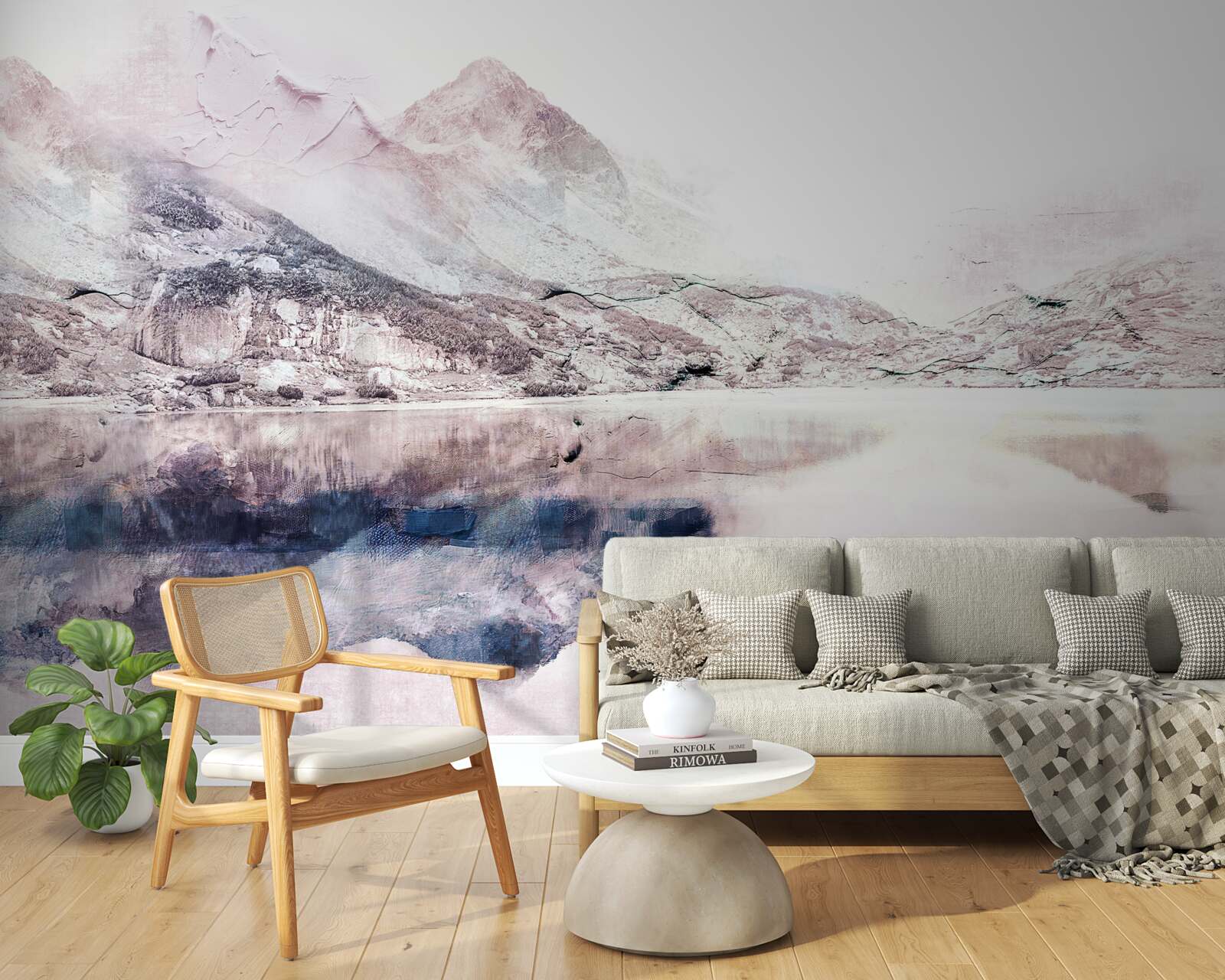 Fototapet reflexia munților înalți în suprafața apei ca o oglindă