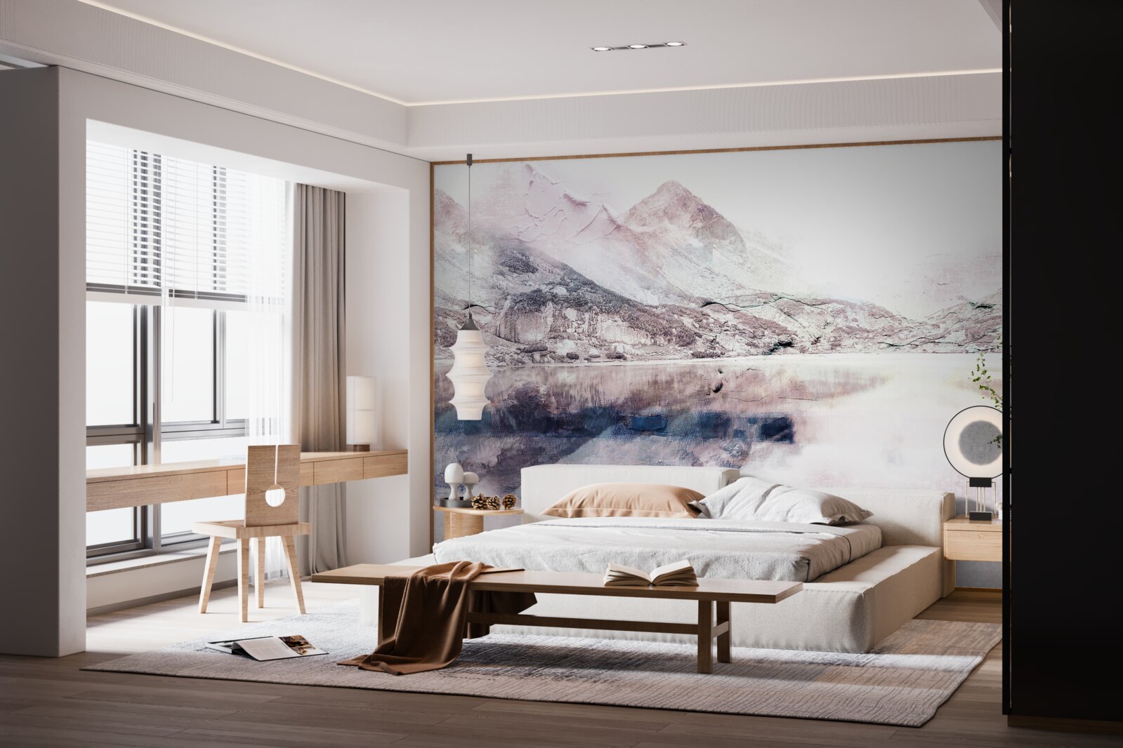 Fototapet reflexia munților înalți în suprafața apei ca o oglindă