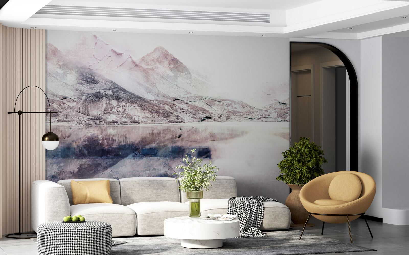 Fototapet reflexia munților înalți în suprafața apei ca o oglindă