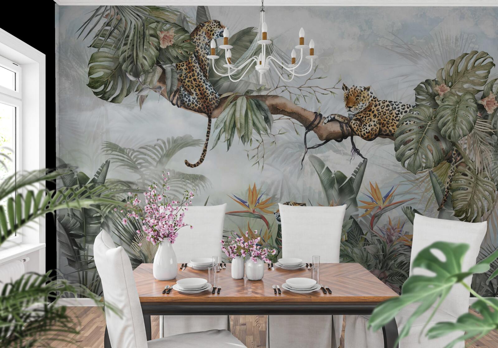 Fototapet leopardul se odihnește pe o creangă