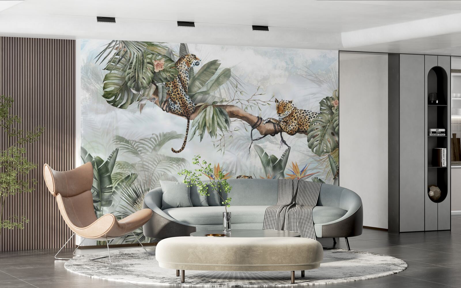 Fototapet leopardul se odihnește pe o creangă