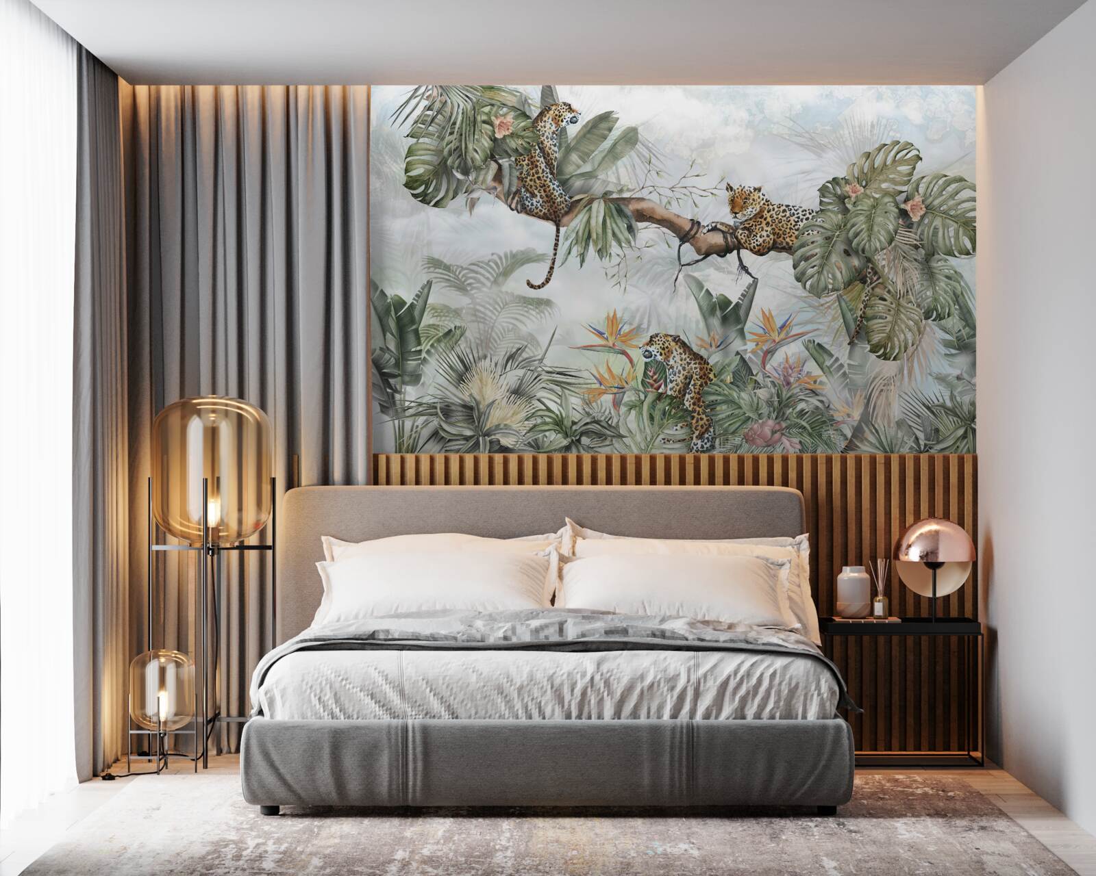 Fototapet leopardul se odihnește pe o creangă