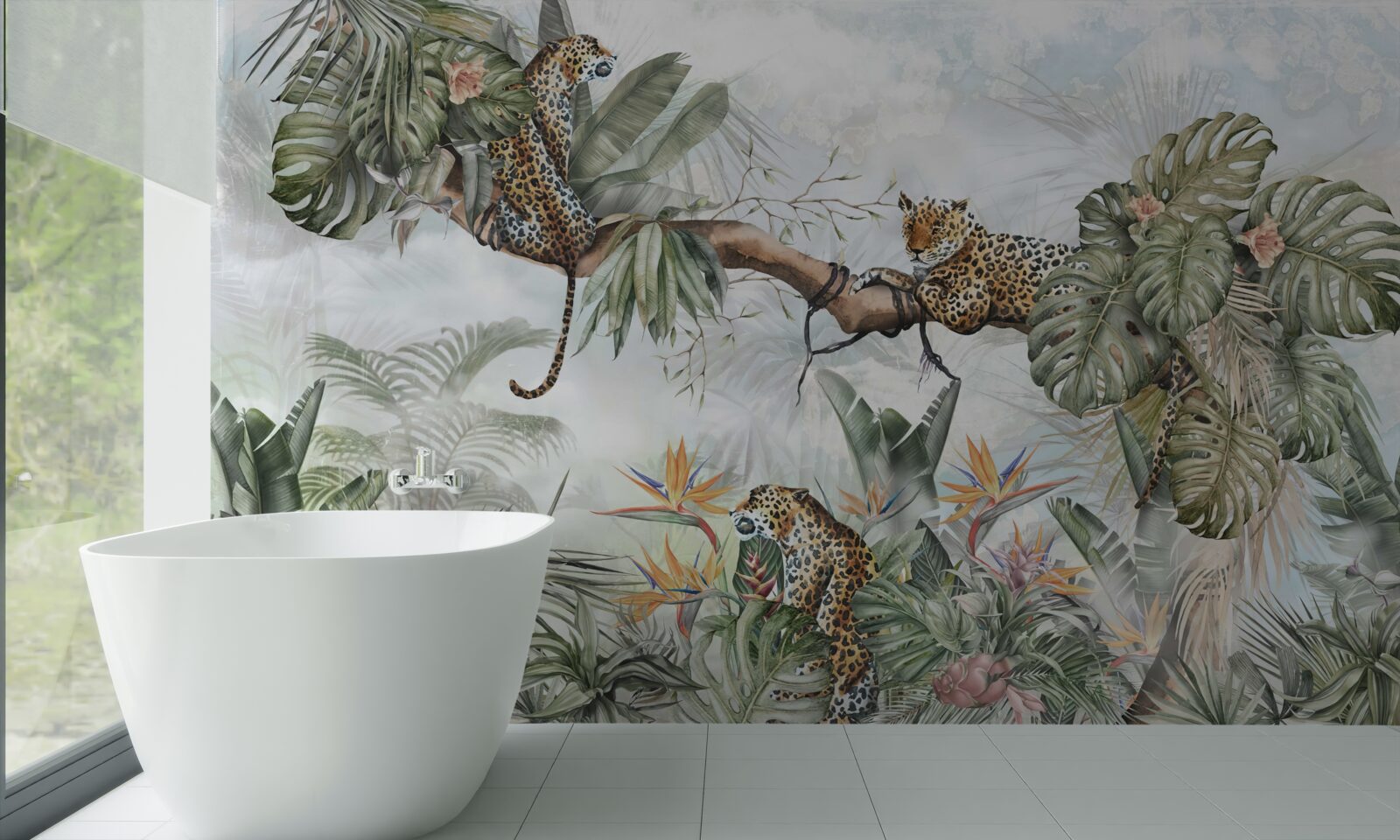 Fototapet leopardul se odihnește pe o creangă