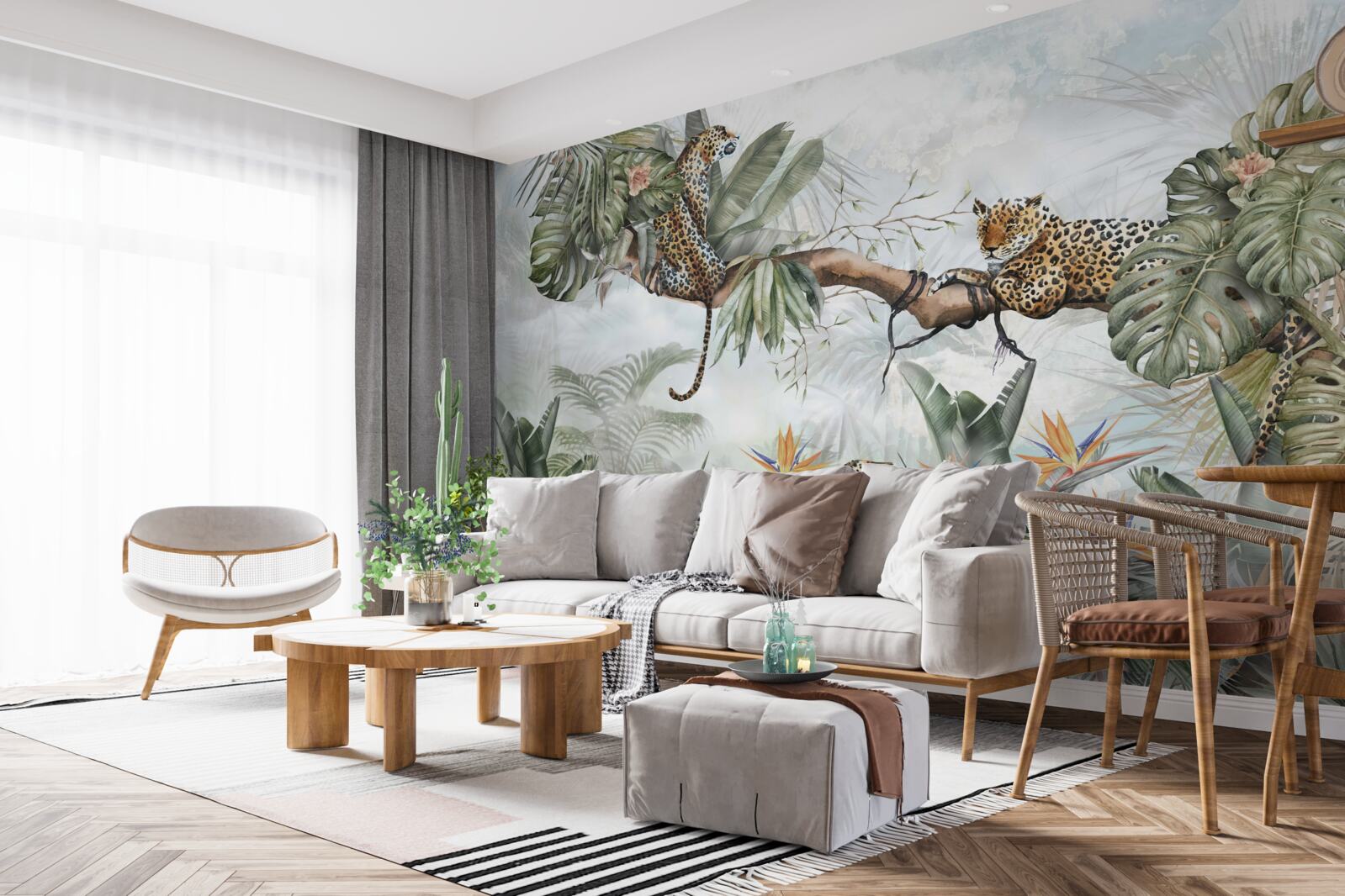 Fototapet leopardul se odihnește pe o creangă