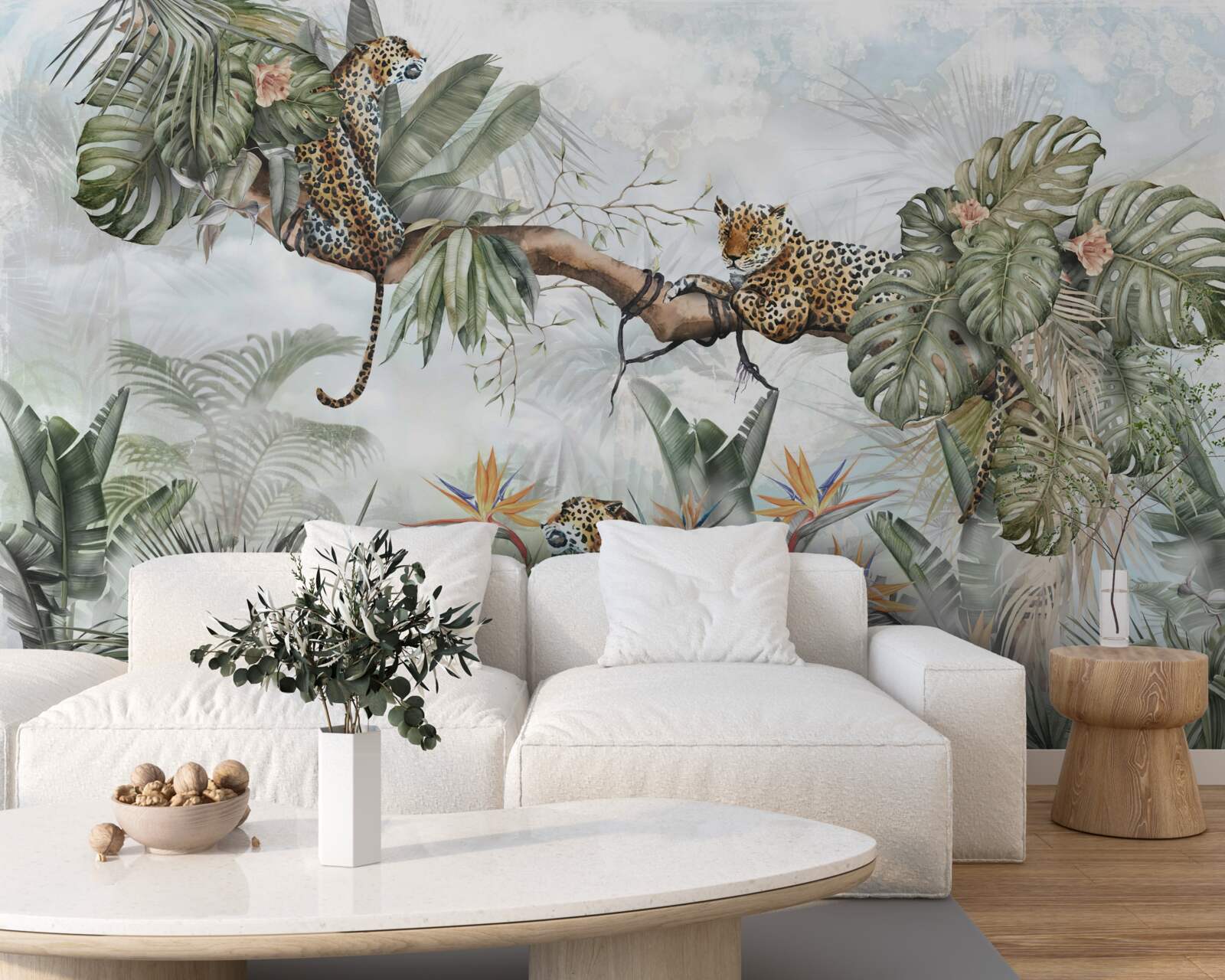 Fototapet leopardul se odihnește pe o creangă