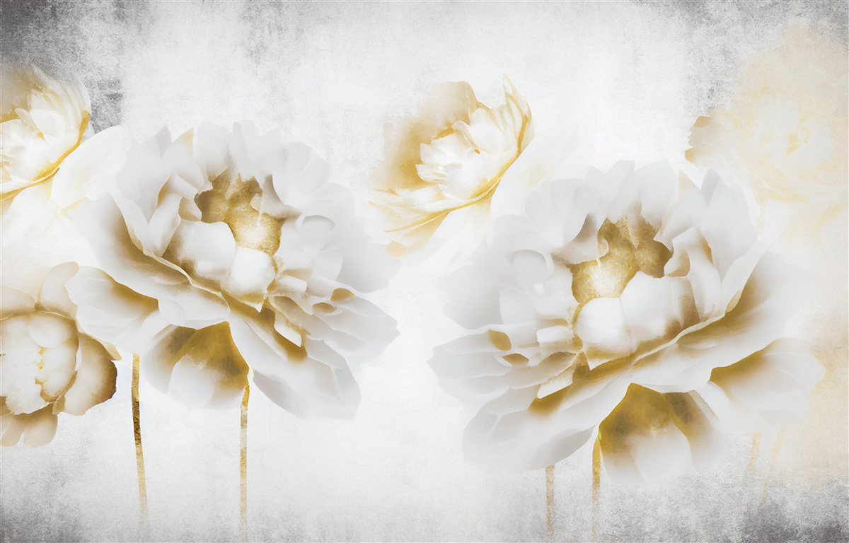 Fototapet felicia, plăcută ochiului cu aspectul său auriu, alb ca zăpada