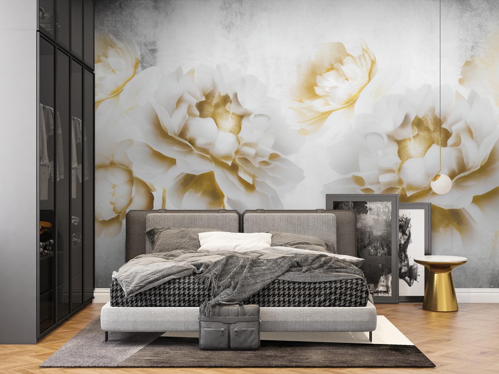 Fototapet felicia, plăcută ochiului cu aspectul său auriu, alb ca zăpada