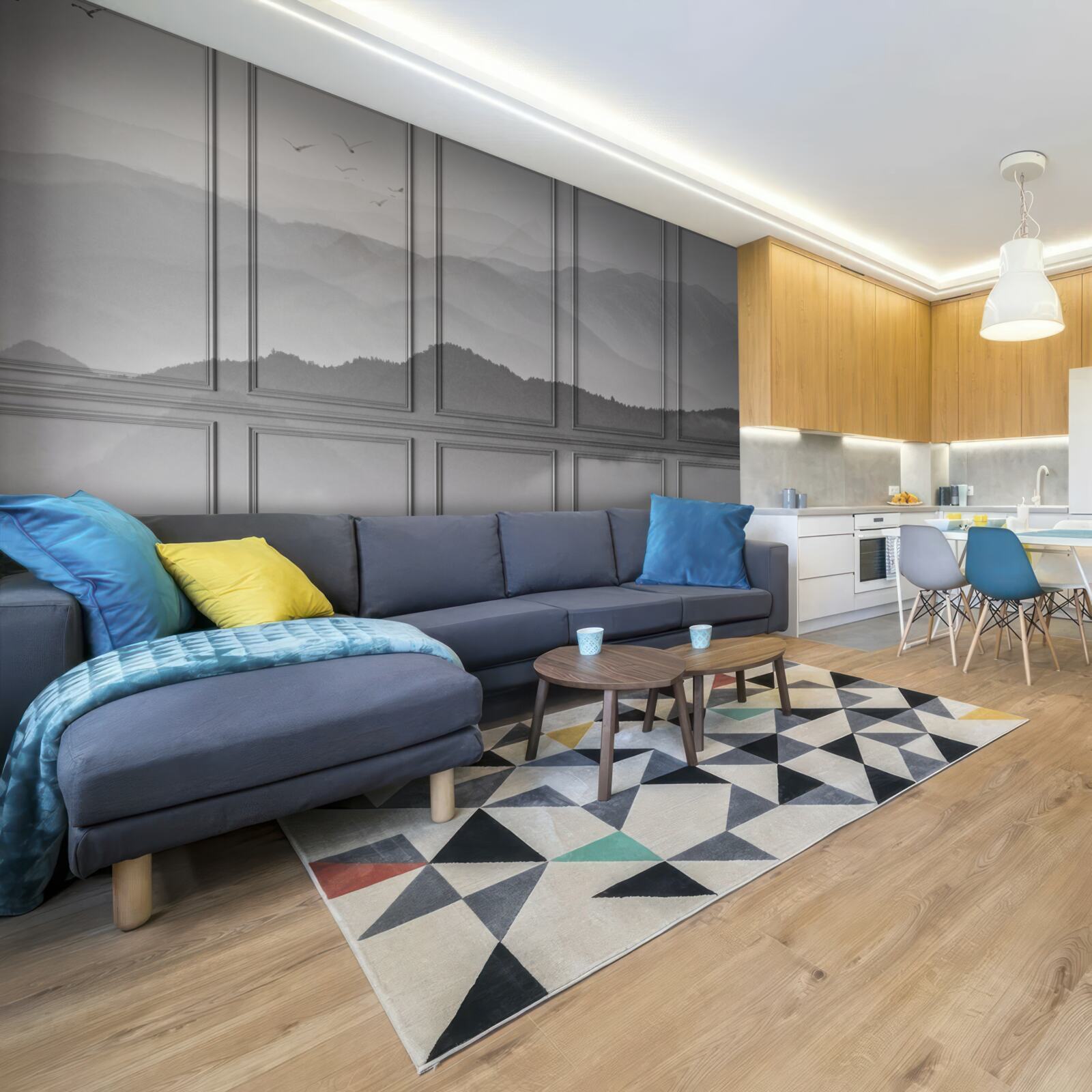 Fototapet munții sunt acoperiți de o ceață din ce în ce mai densă