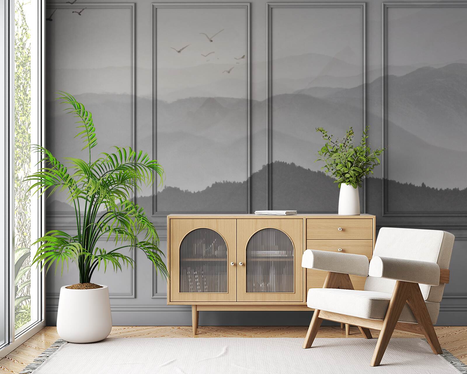 Fototapet munții sunt acoperiți de o ceață din ce în ce mai densă