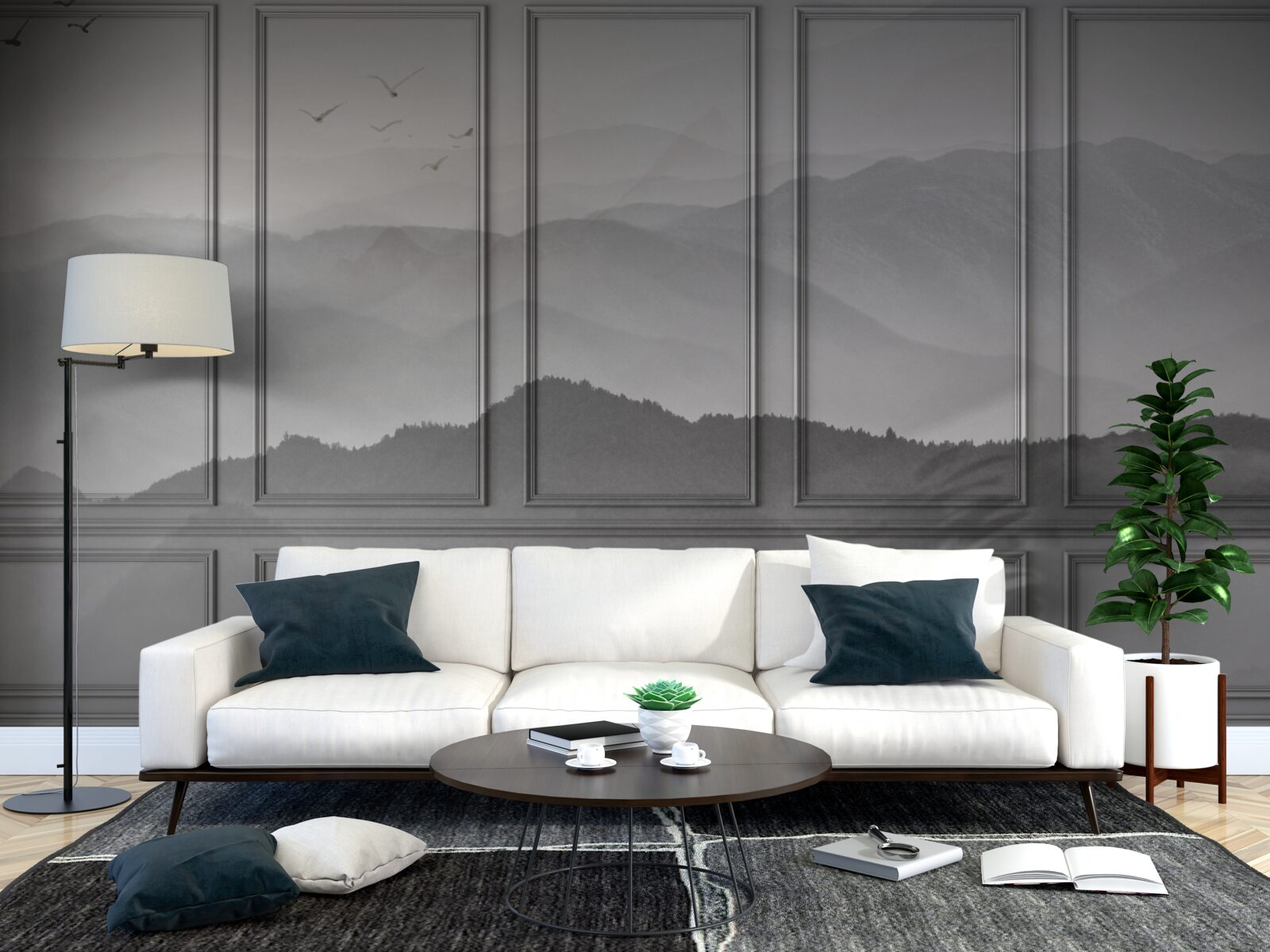 Fototapet munții sunt acoperiți de o ceață din ce în ce mai densă