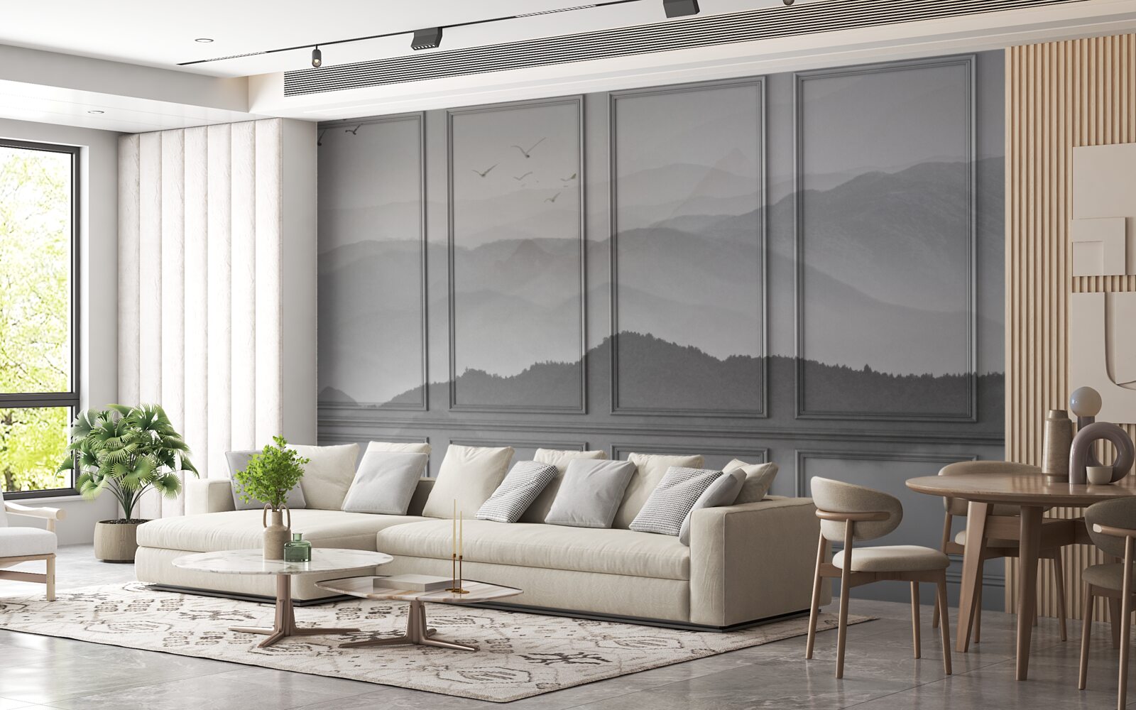 Fototapet munții sunt acoperiți de o ceață din ce în ce mai densă