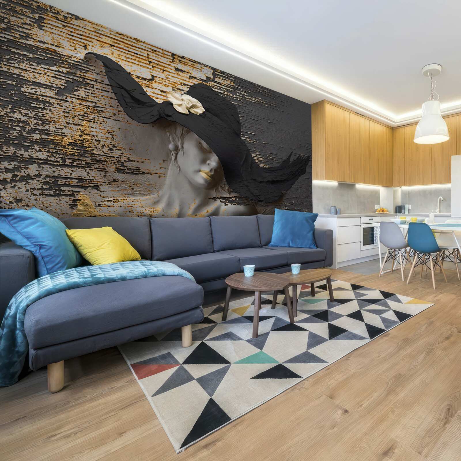 Fototapet femeie cu flori într-o pălărie