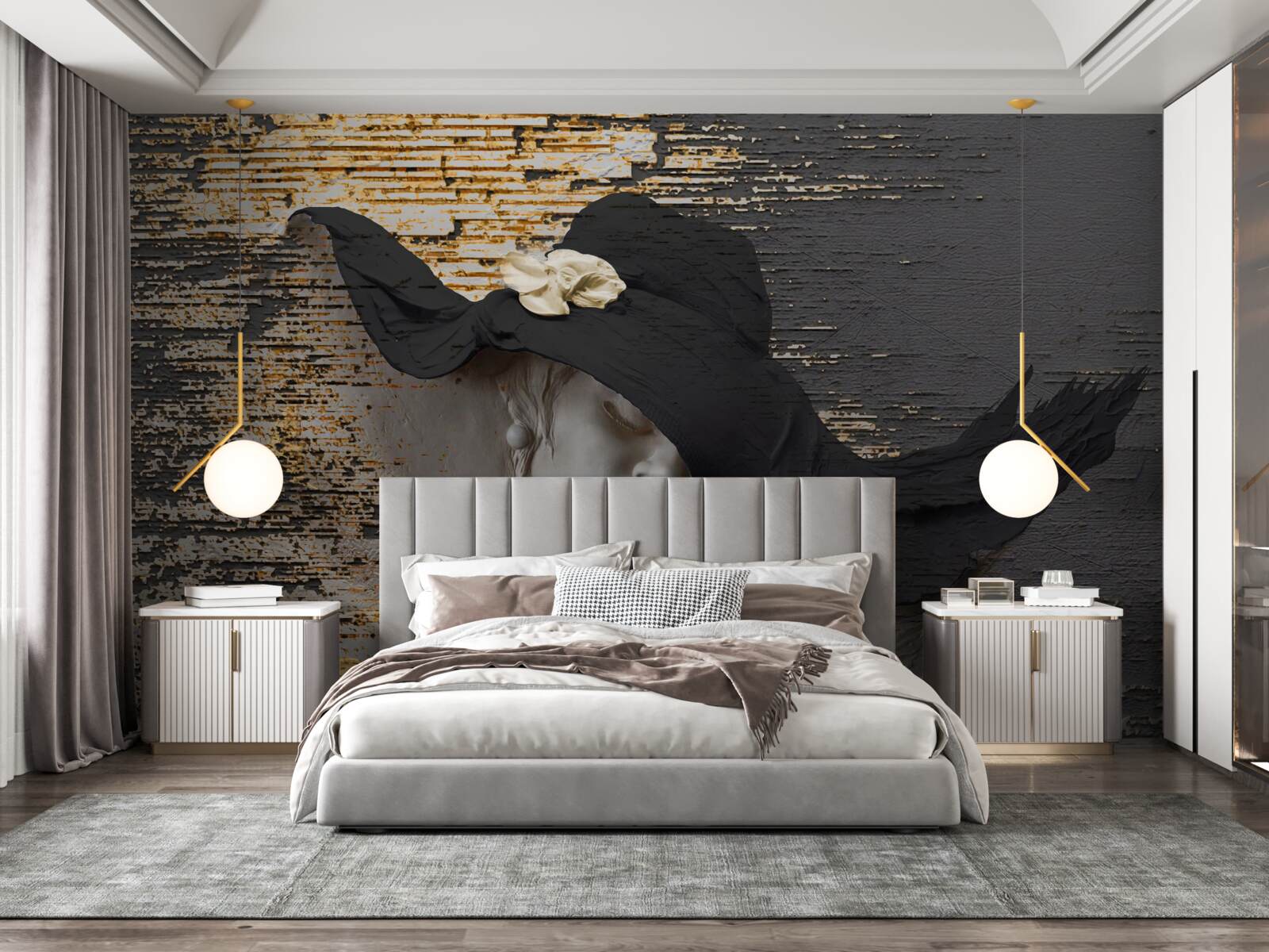 Fototapet femeie cu flori într-o pălărie