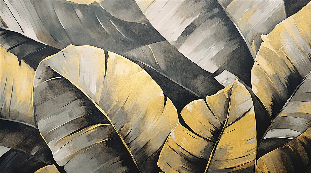 Fototapet frunze negre și aurii