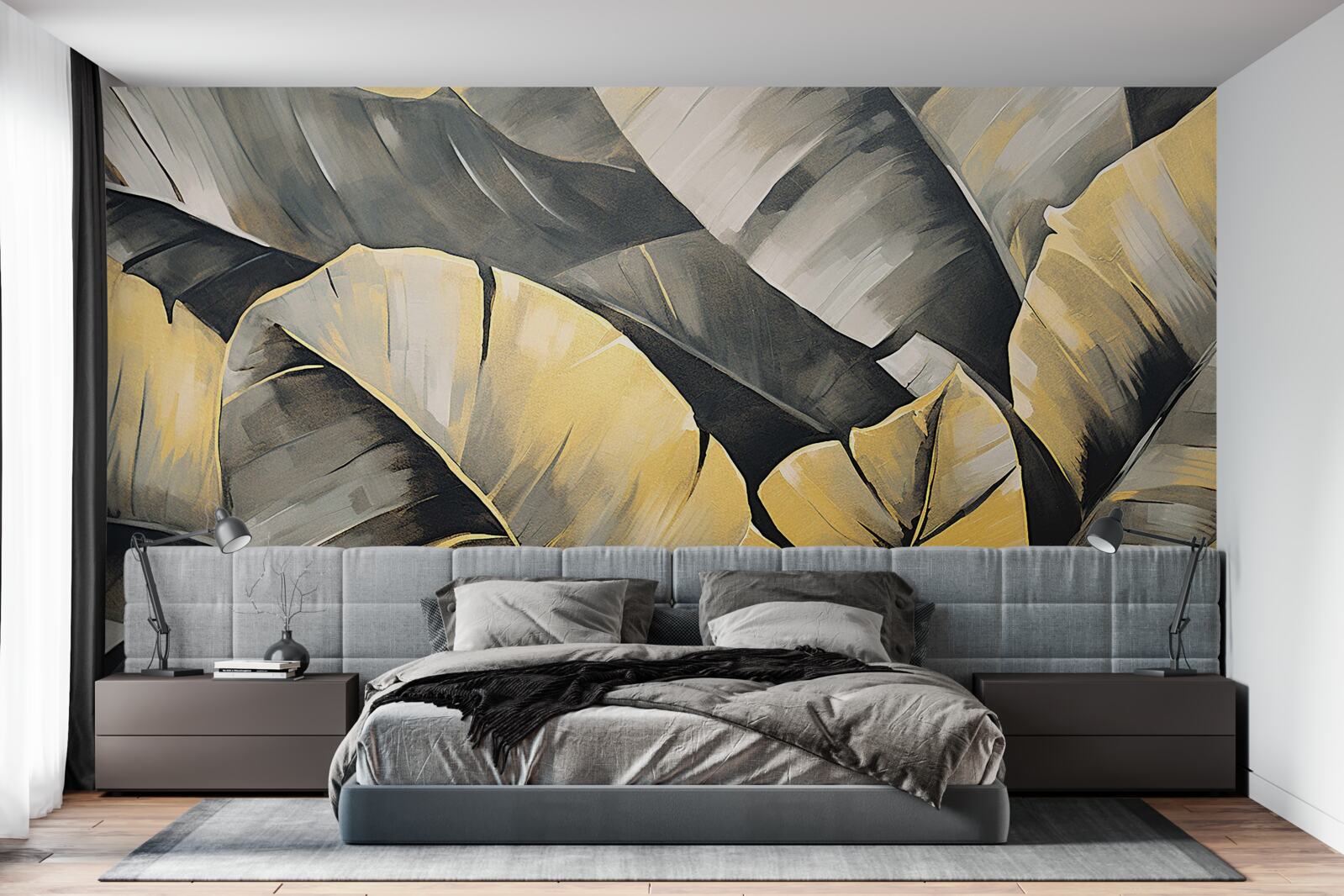 Fototapet frunze negre și aurii