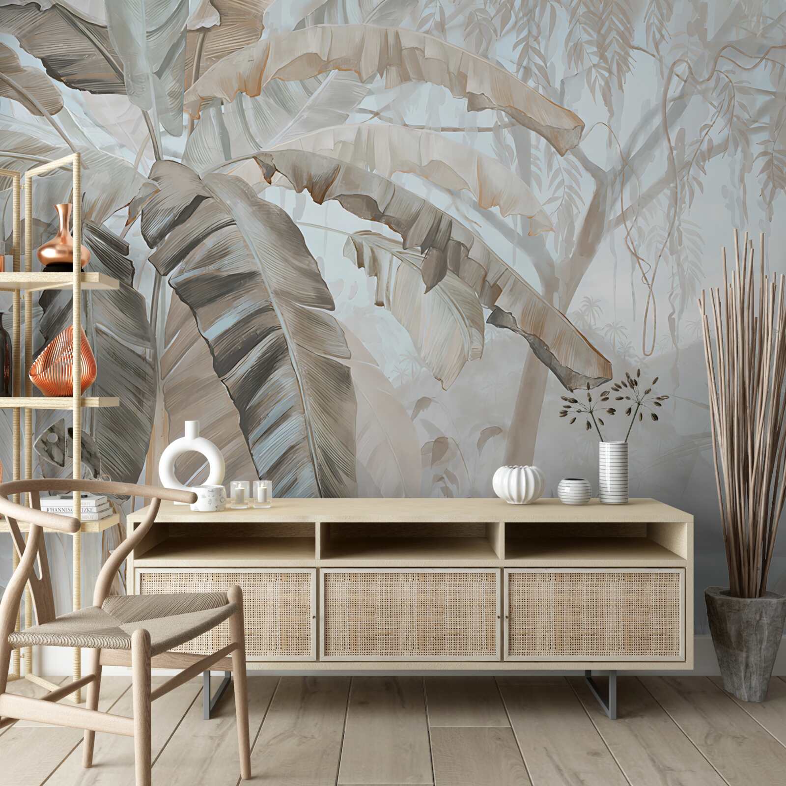 Fototapet o coastă mărginită de palmieri care amintește de paradis