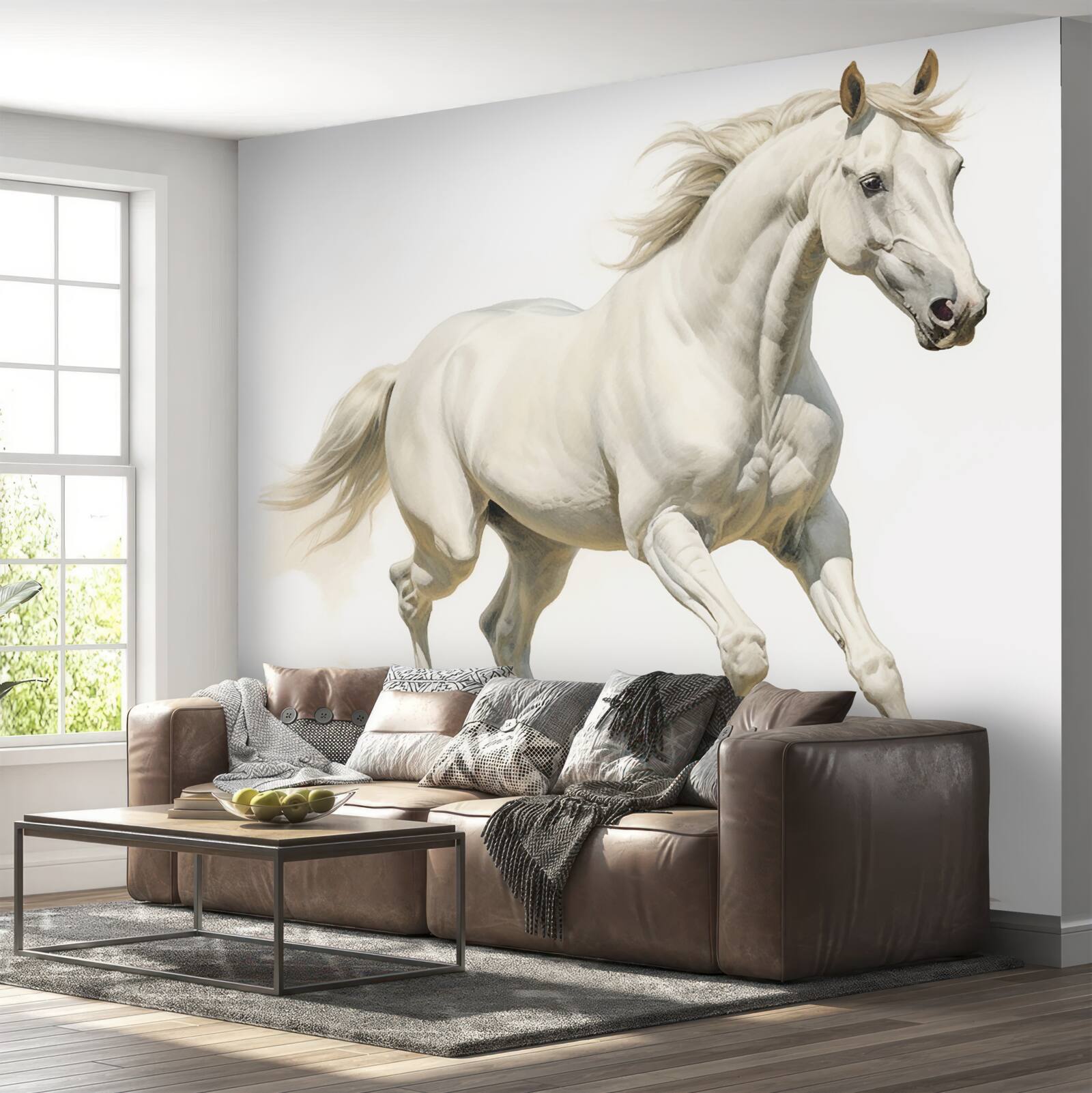 Fototapet un armăsar ușor aleargă pe o suprafață nisipoasă