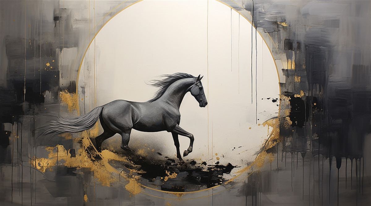 Fototapet cal negru care galopează