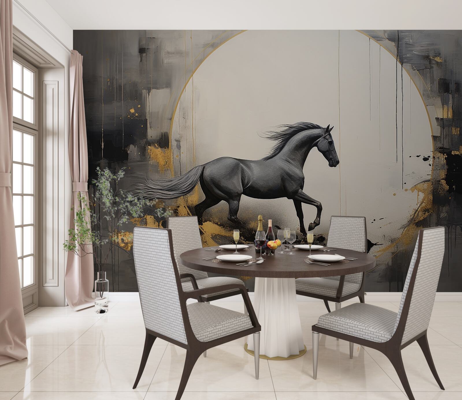 Fototapet cal negru care galopează