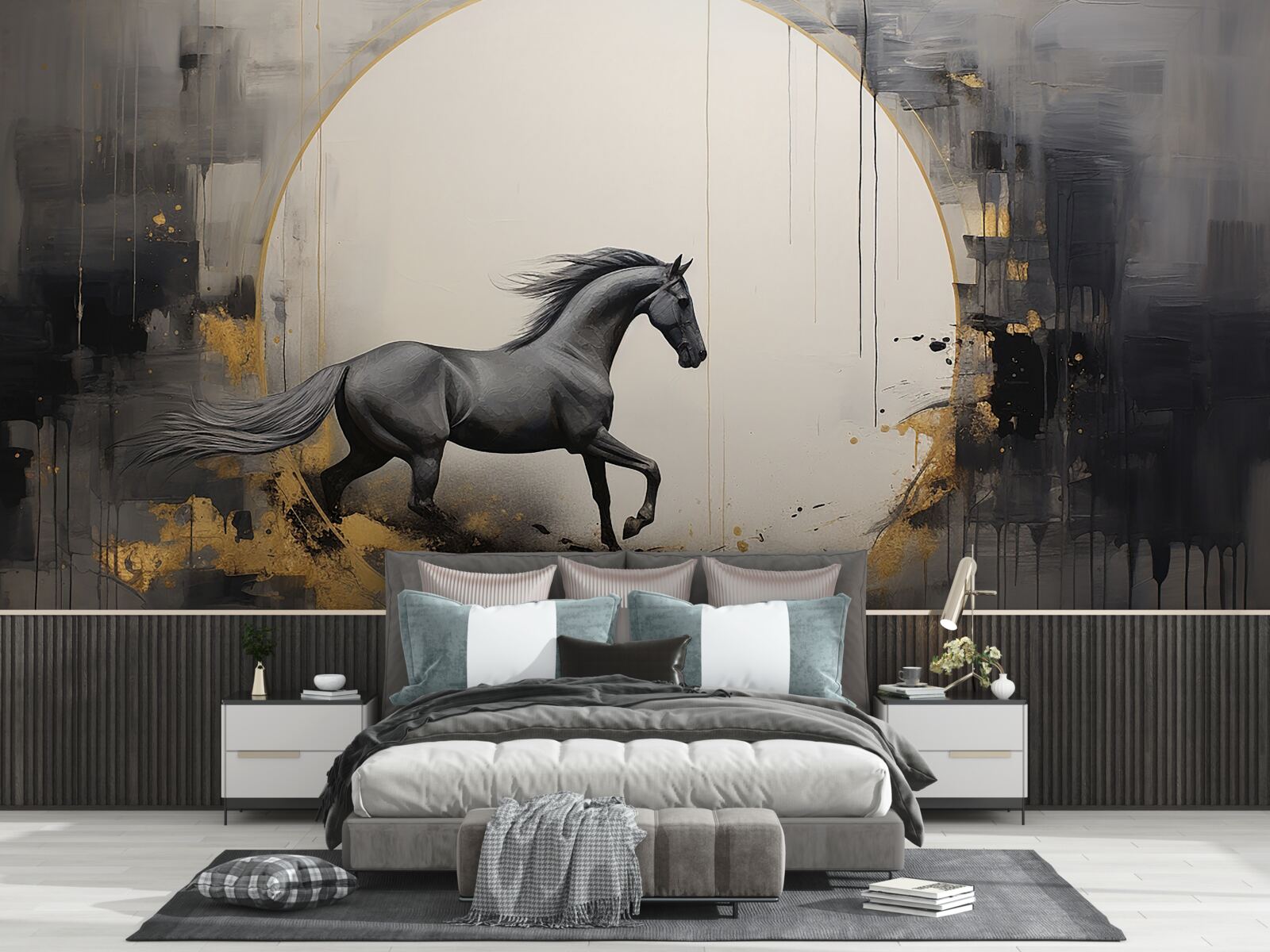 Fototapet cal negru care galopează
