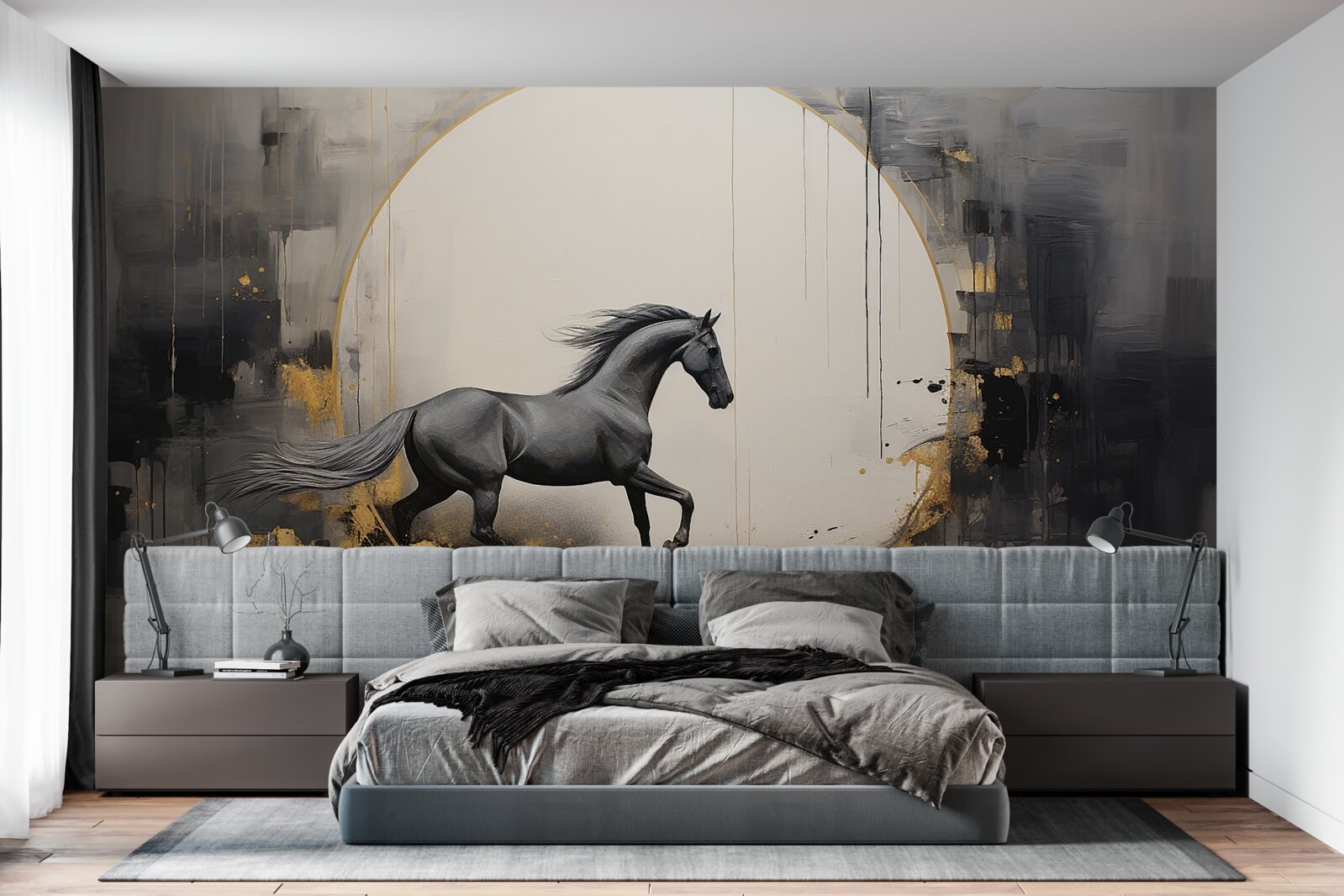 Fototapet cal negru care galopează