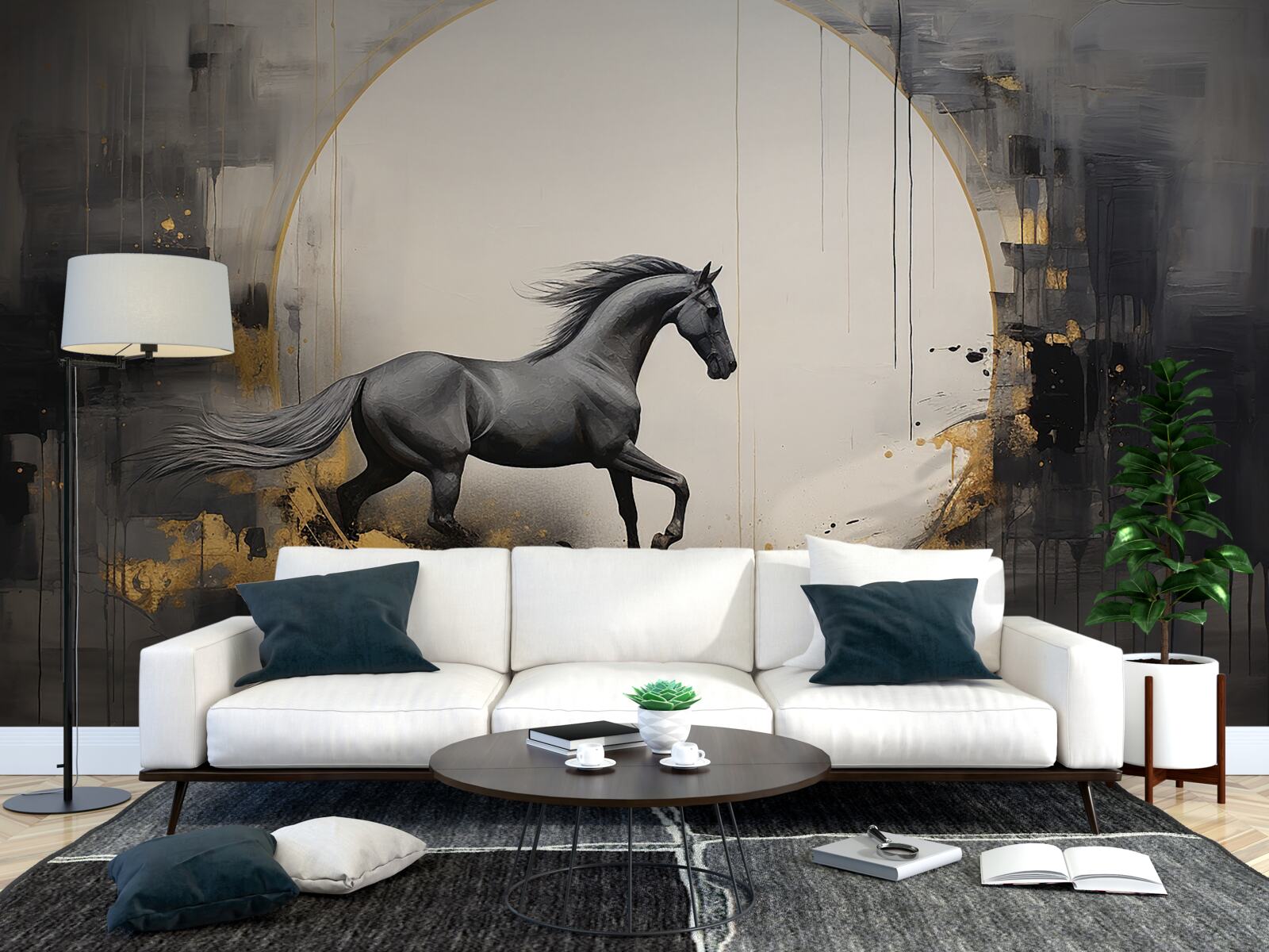 Fototapet cal negru care galopează