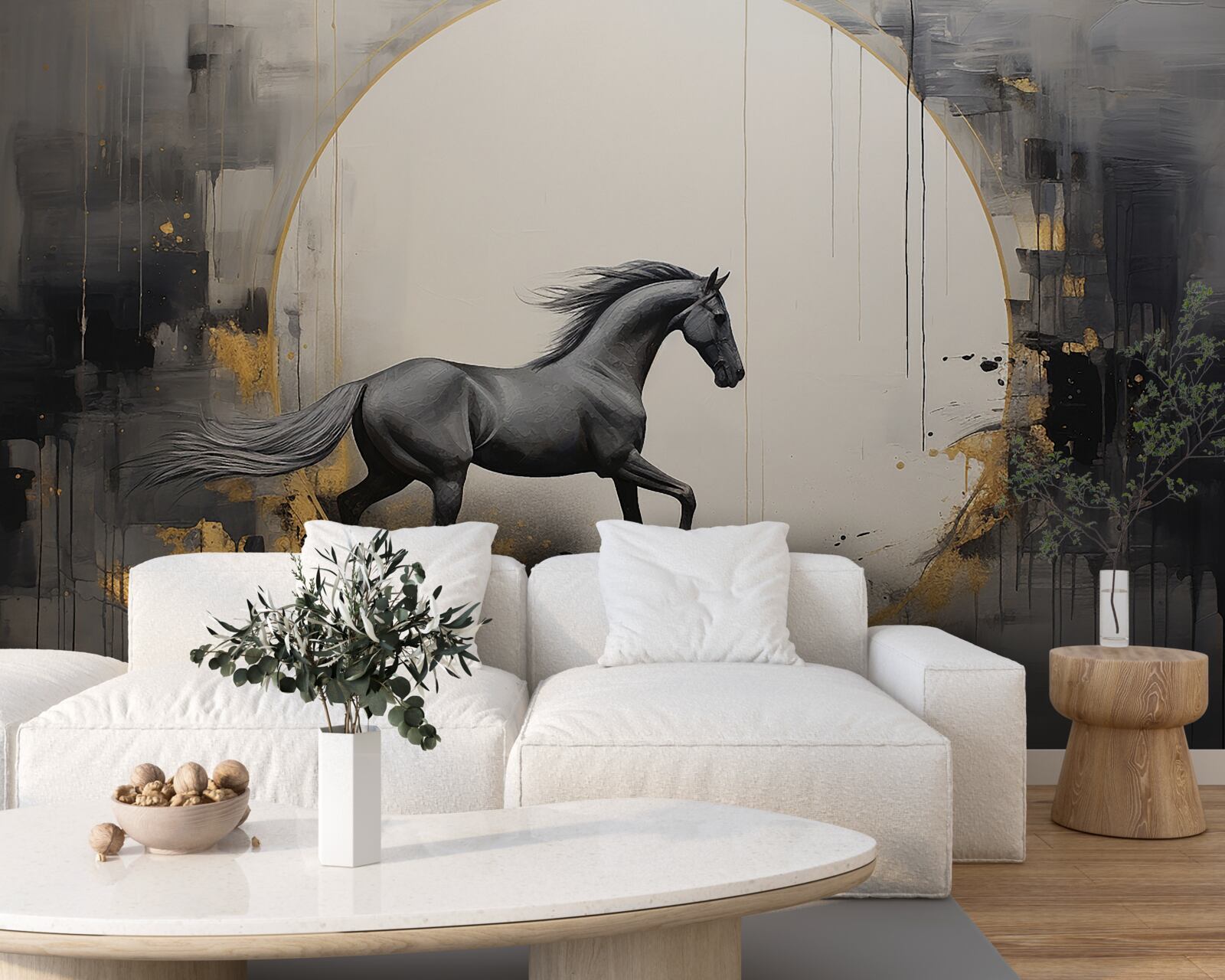 Fototapet cal negru care galopează