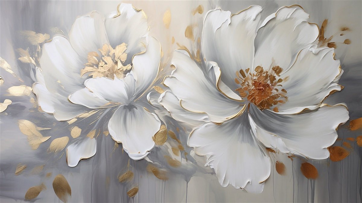 Fototapet muguri de flori luxoase în alb ca zăpada