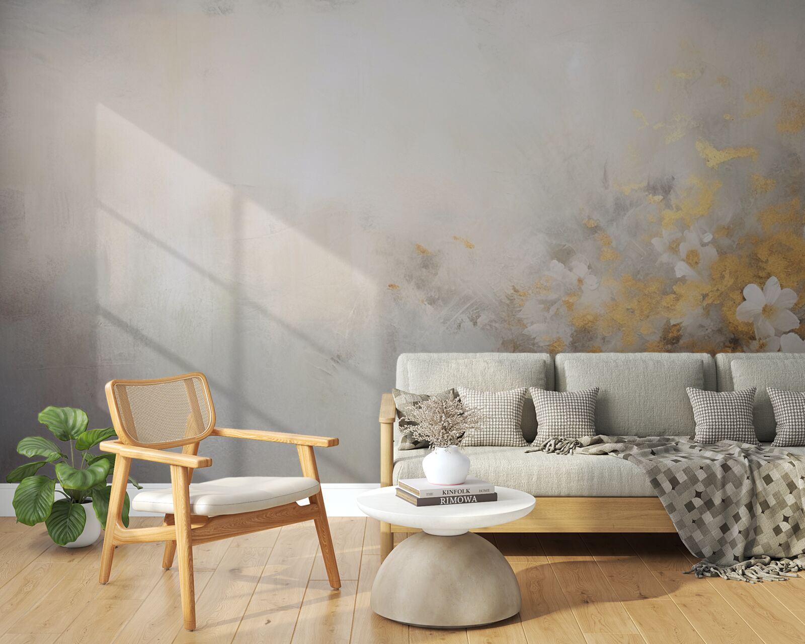 Fototapet o dimineață cețoasă de toamnă într-o pădure deasă