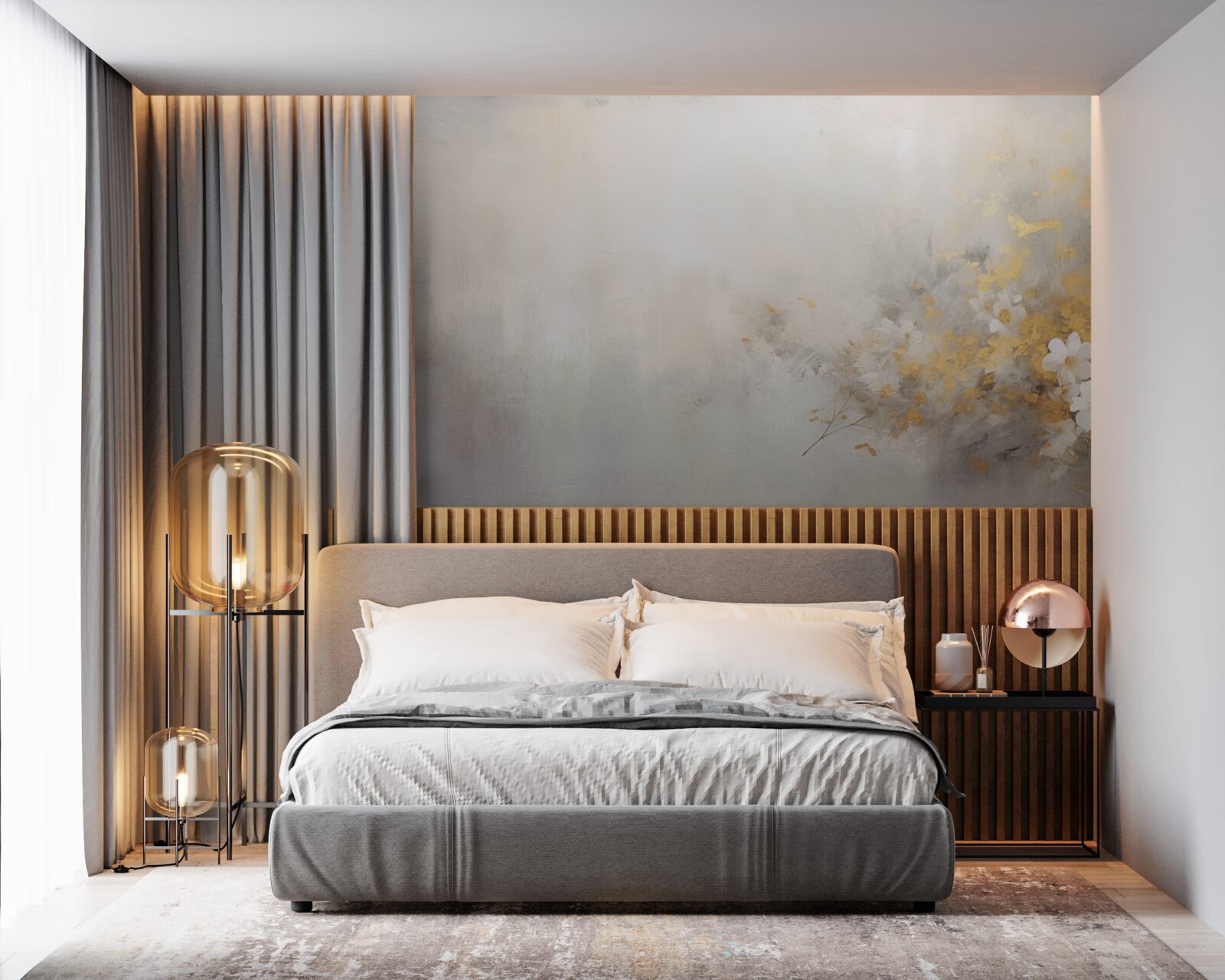 Fototapet o dimineață cețoasă de toamnă într-o pădure deasă