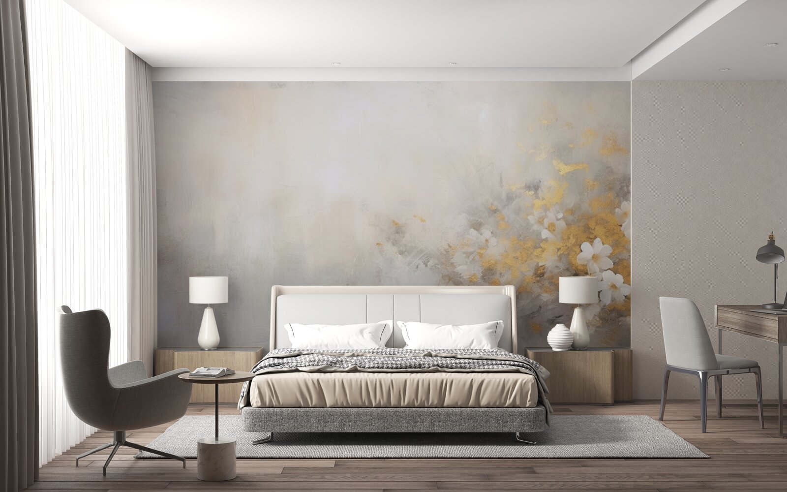 Fototapet o dimineață cețoasă de toamnă într-o pădure deasă