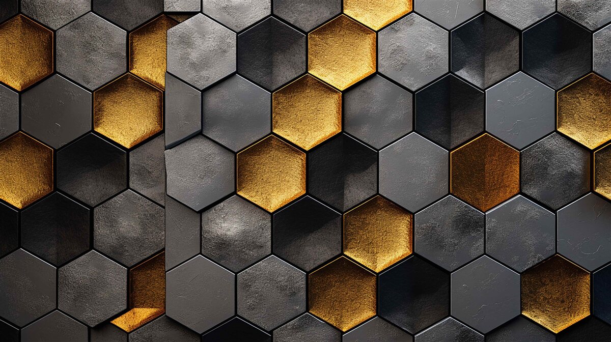 Fototapet simulare de stupi de albine cu aur