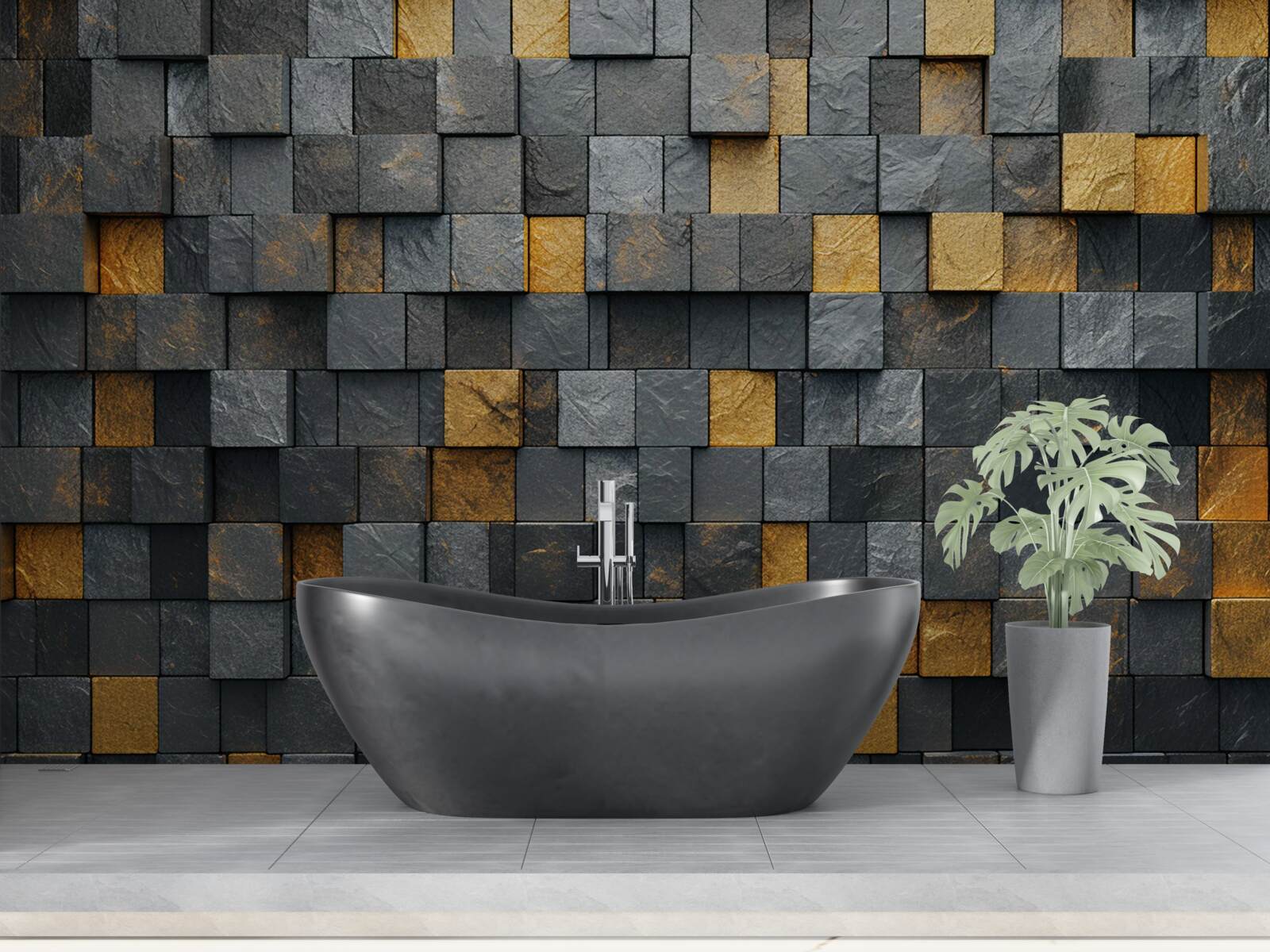 Fototapet pătrate de gri și nuanțe întunecate sunt amestecate cu aur