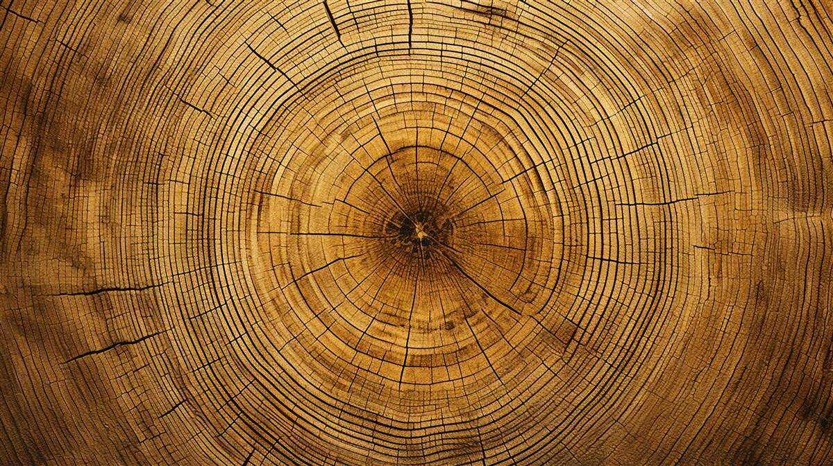 Fototapet fragmente dintr-un pilon de copac bogat în straturi vechi de secole