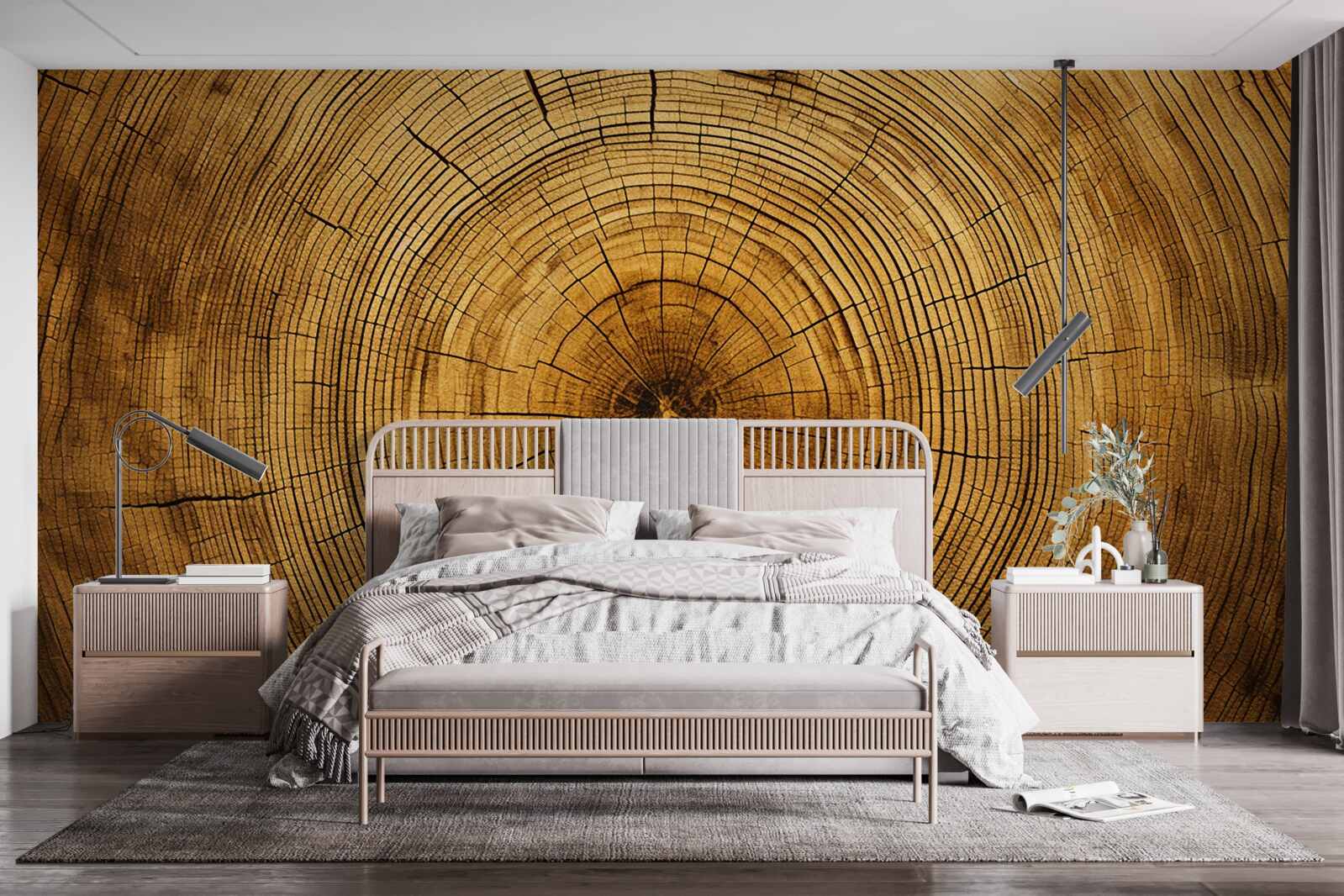 Fototapet fragmente dintr-un pilon de copac bogat în straturi vechi de secole