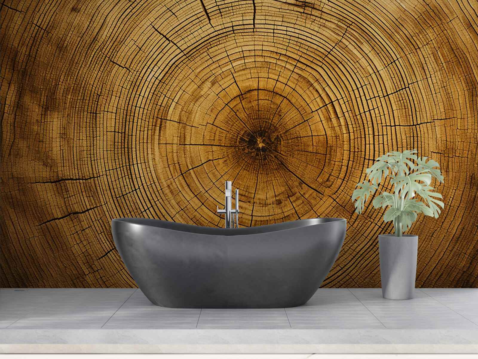 Fototapet fragmente dintr-un pilon de copac bogat în straturi vechi de secole