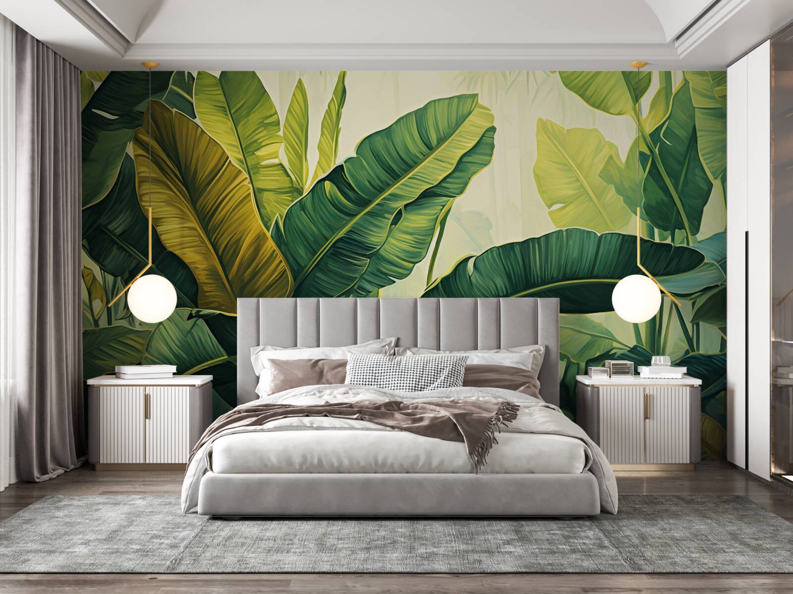 Fototapet frunze mari de junglă îmbibate cu o culoare verde bogată