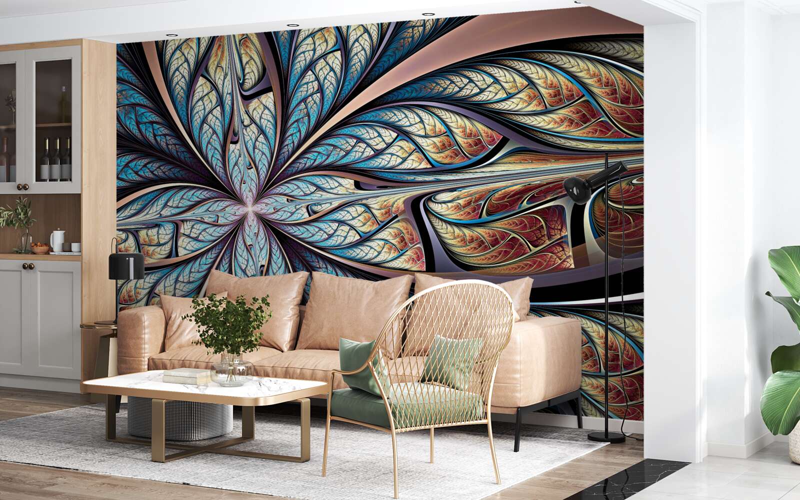 Fototapet frunze de palmier în abstracție