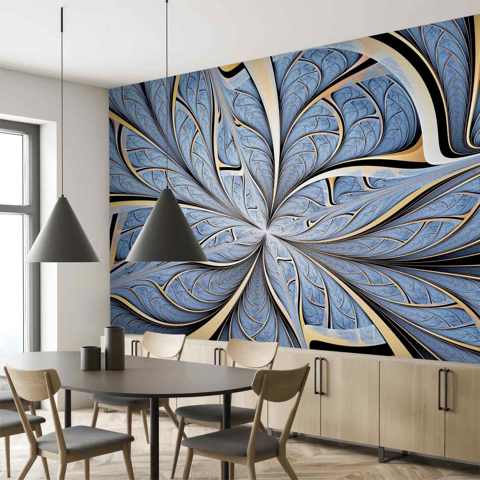 Fototapet tavanul este realizat din sticlă, oferind o vedere spre cer