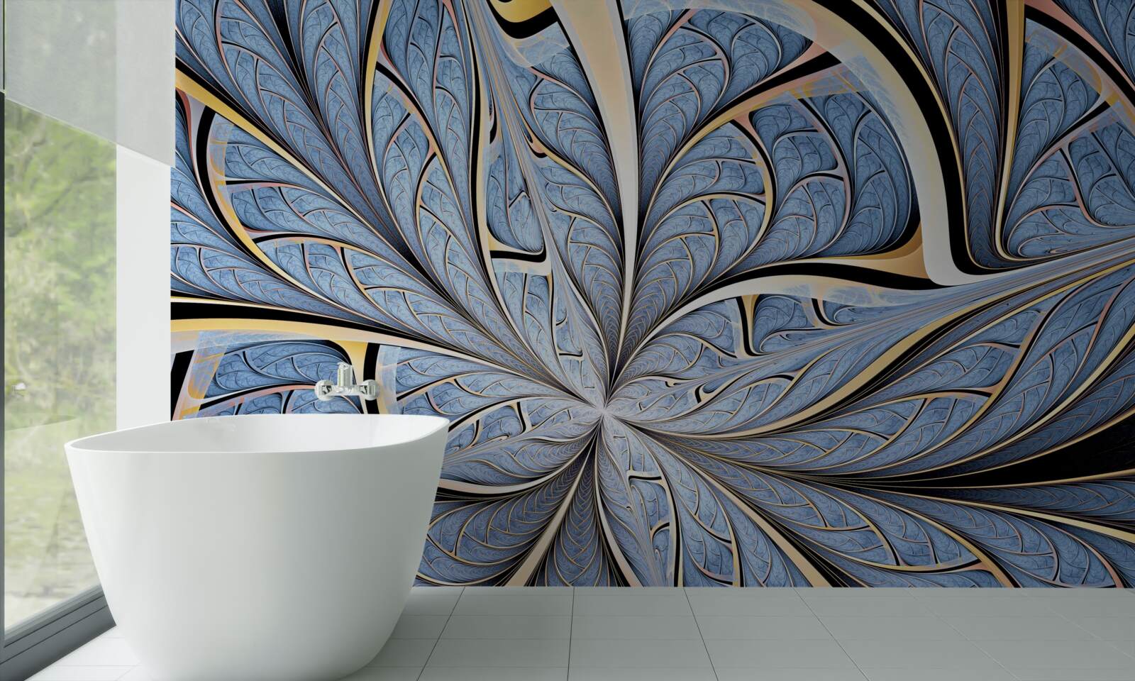 Fototapet tavanul este realizat din sticlă, oferind o vedere spre cer