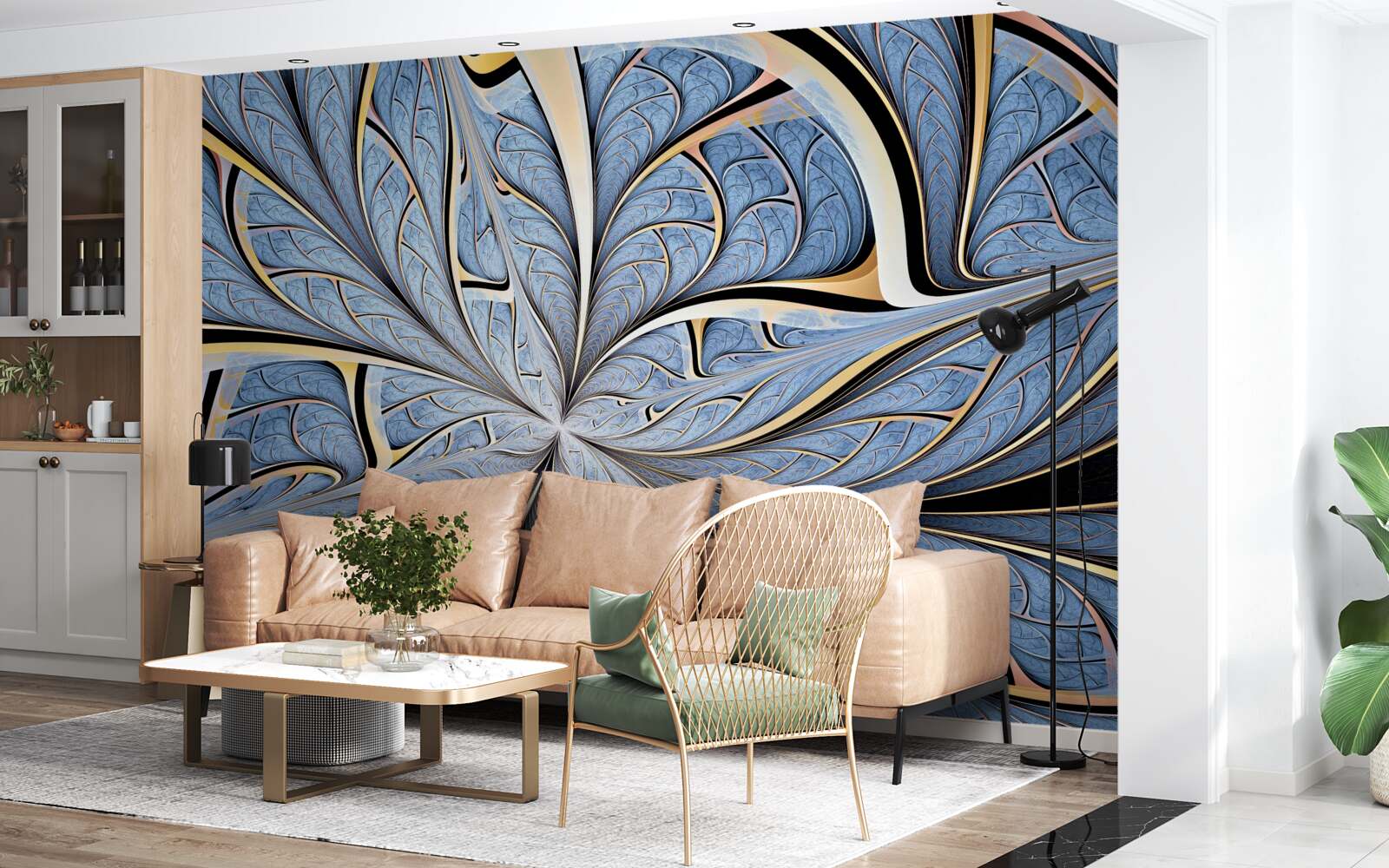 Fototapet tavanul este realizat din sticlă, oferind o vedere spre cer