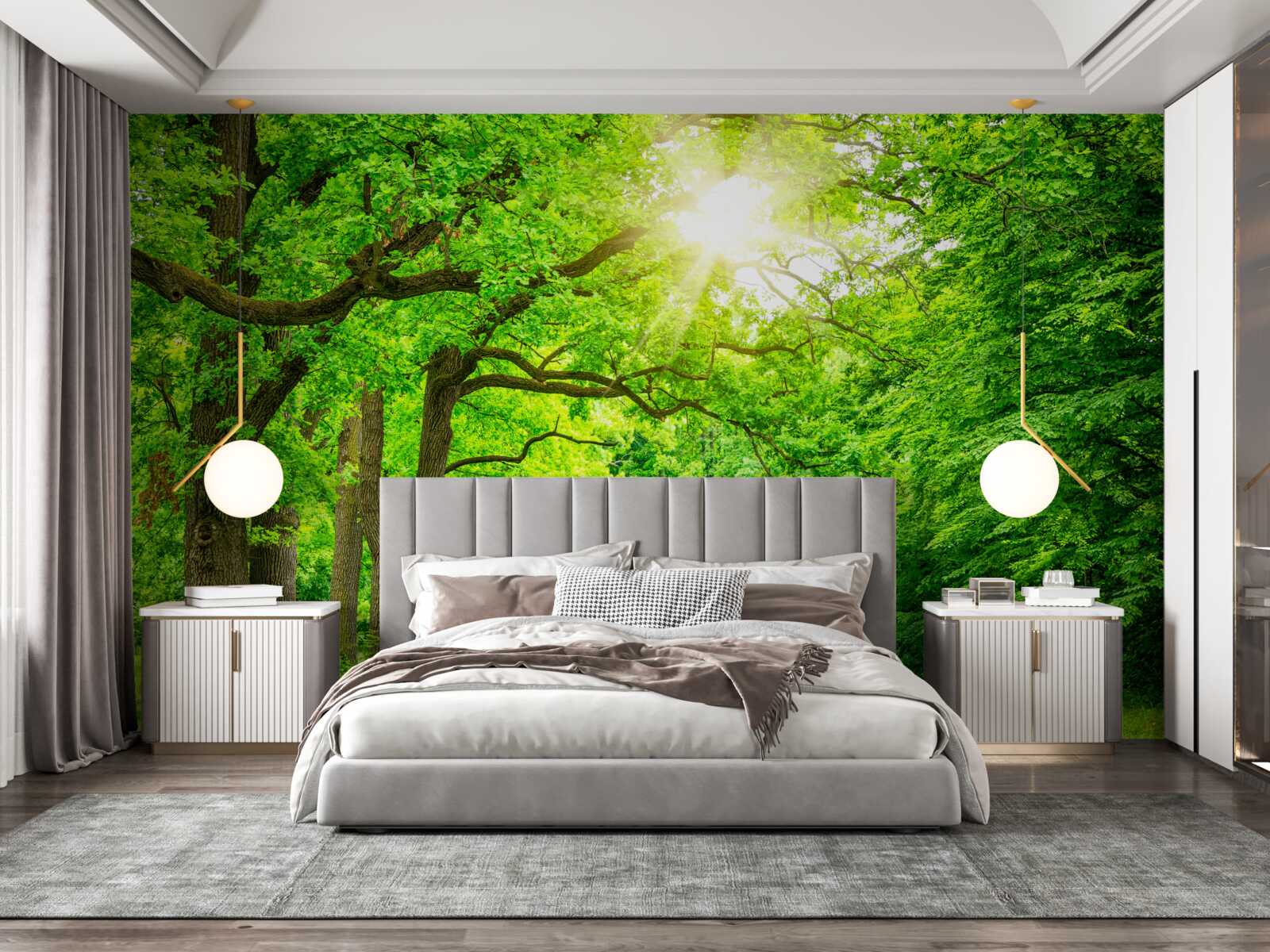 Fototapet peisaj pitoresc al unei păduri de vară