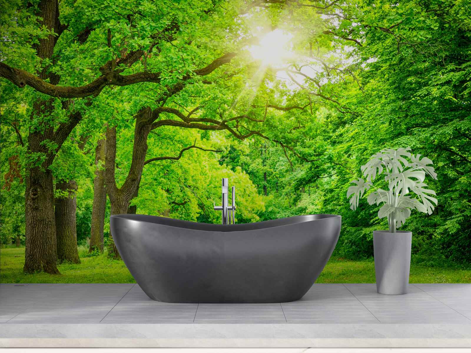 Fototapet peisaj pitoresc al unei păduri de vară