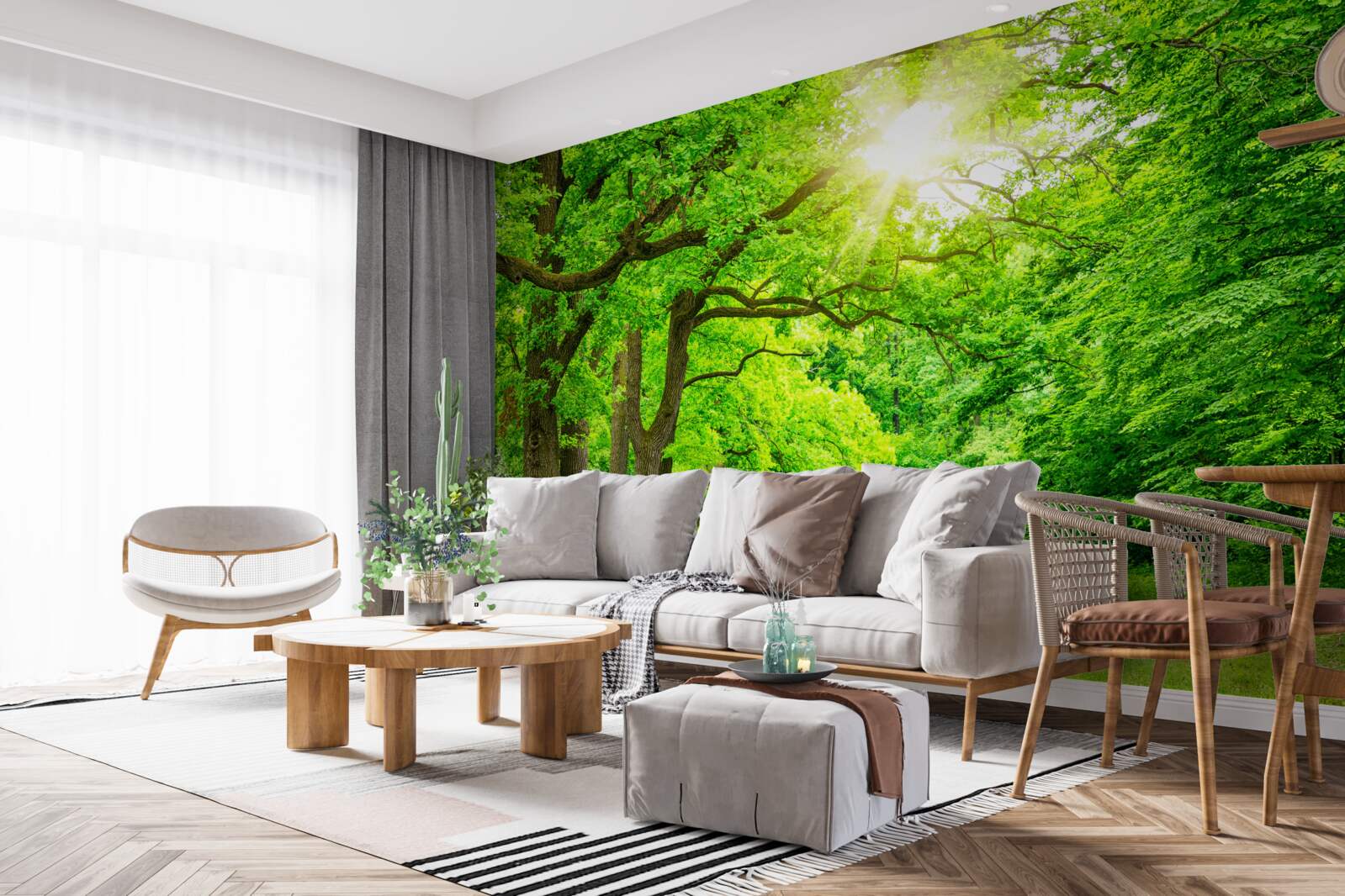 Fototapet peisaj pitoresc al unei păduri de vară