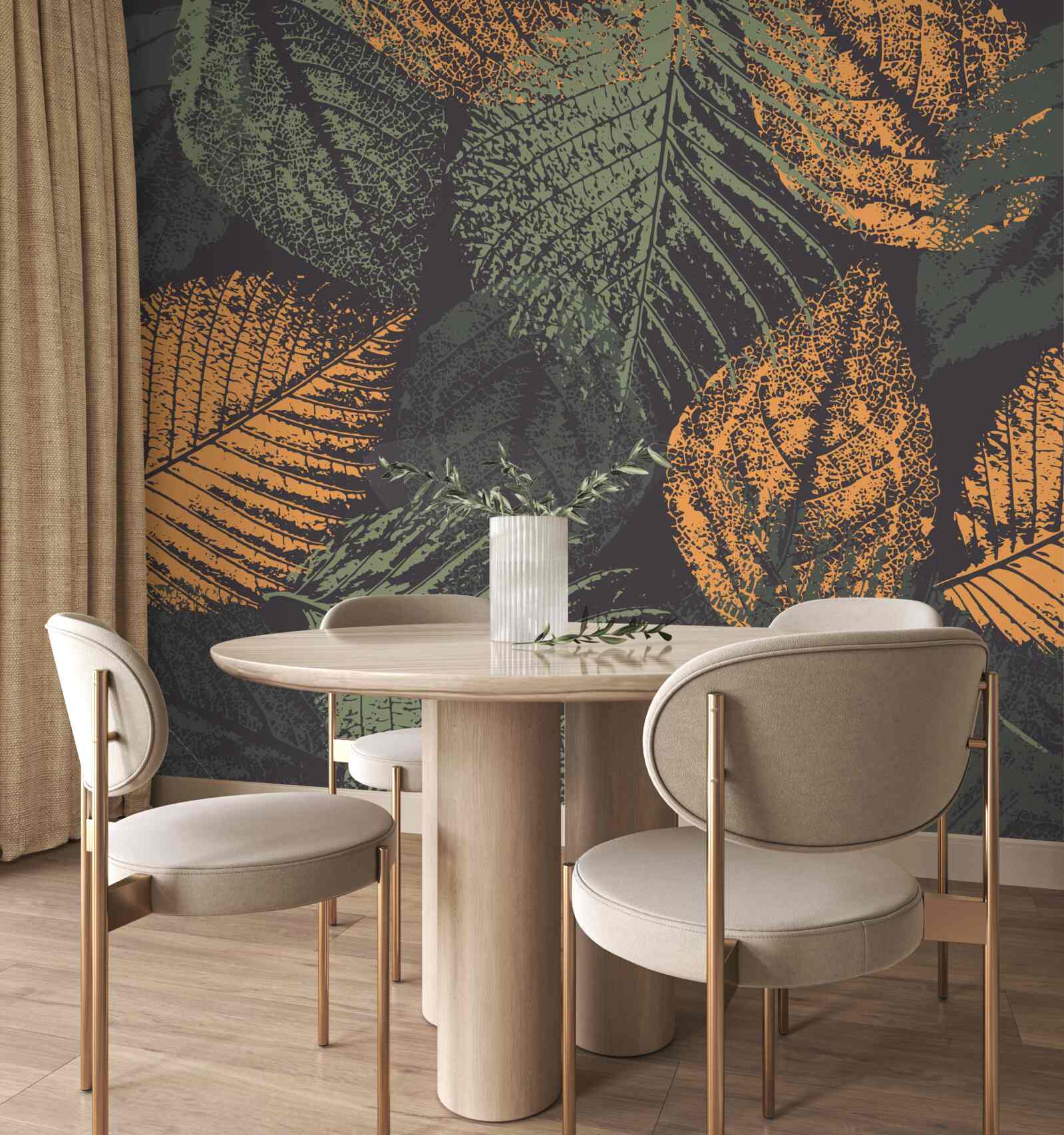 Fototapet acuarele reprezentând frunze de toamnă