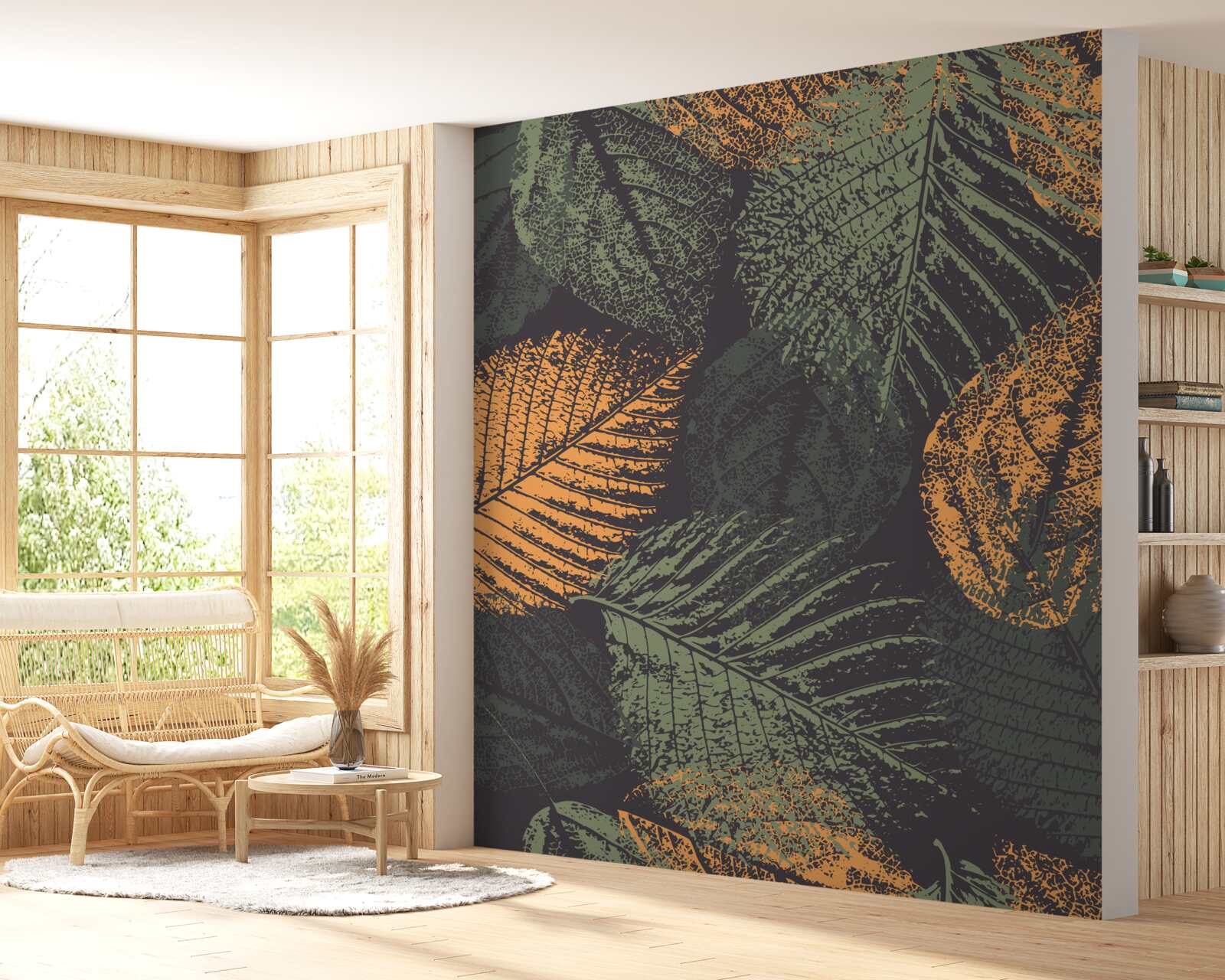 Fototapet acuarele reprezentând frunze de toamnă