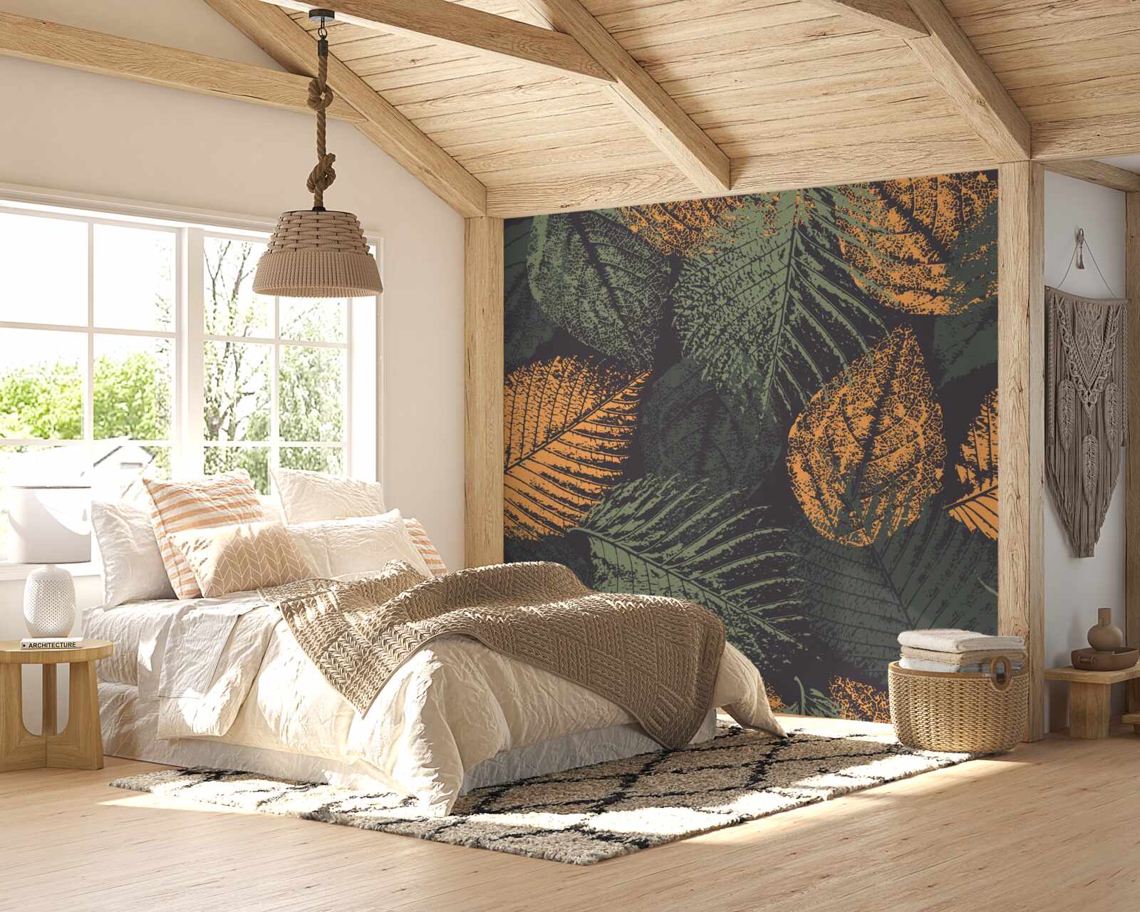 Fototapet acuarele reprezentând frunze de toamnă