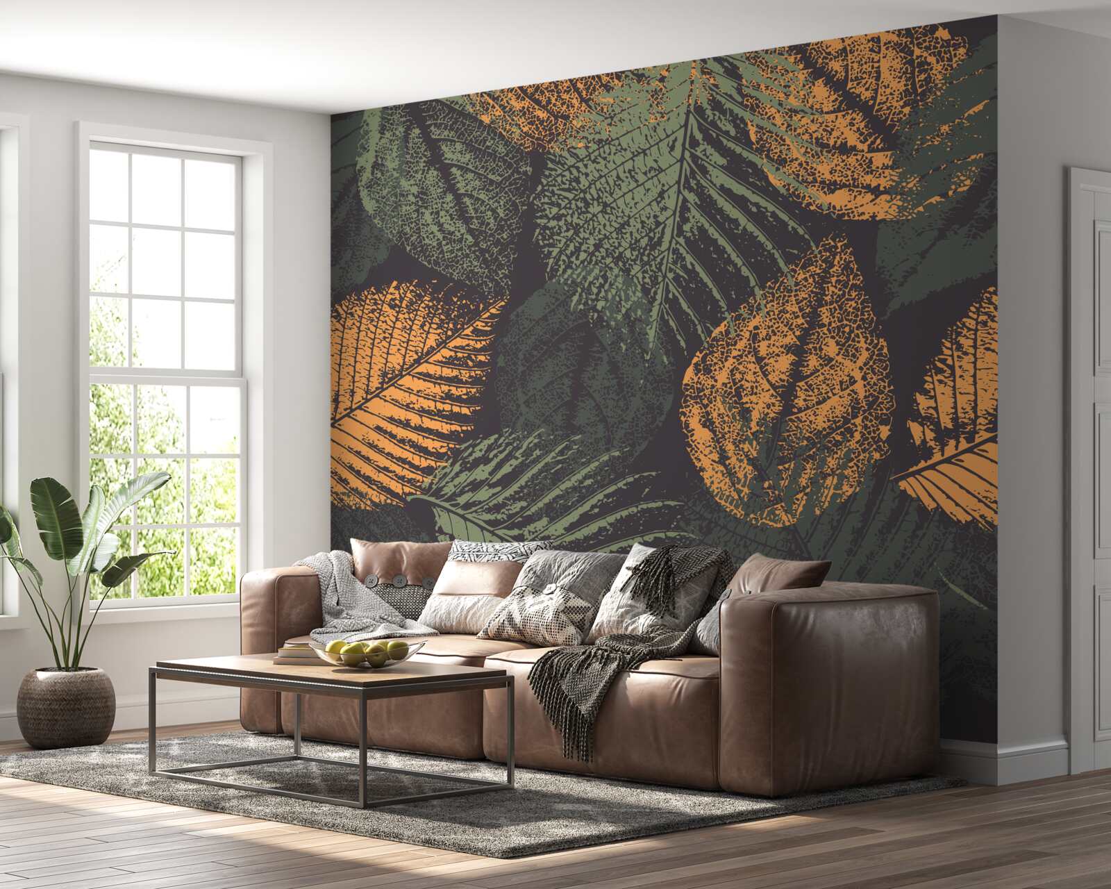 Fototapet acuarele reprezentând frunze de toamnă