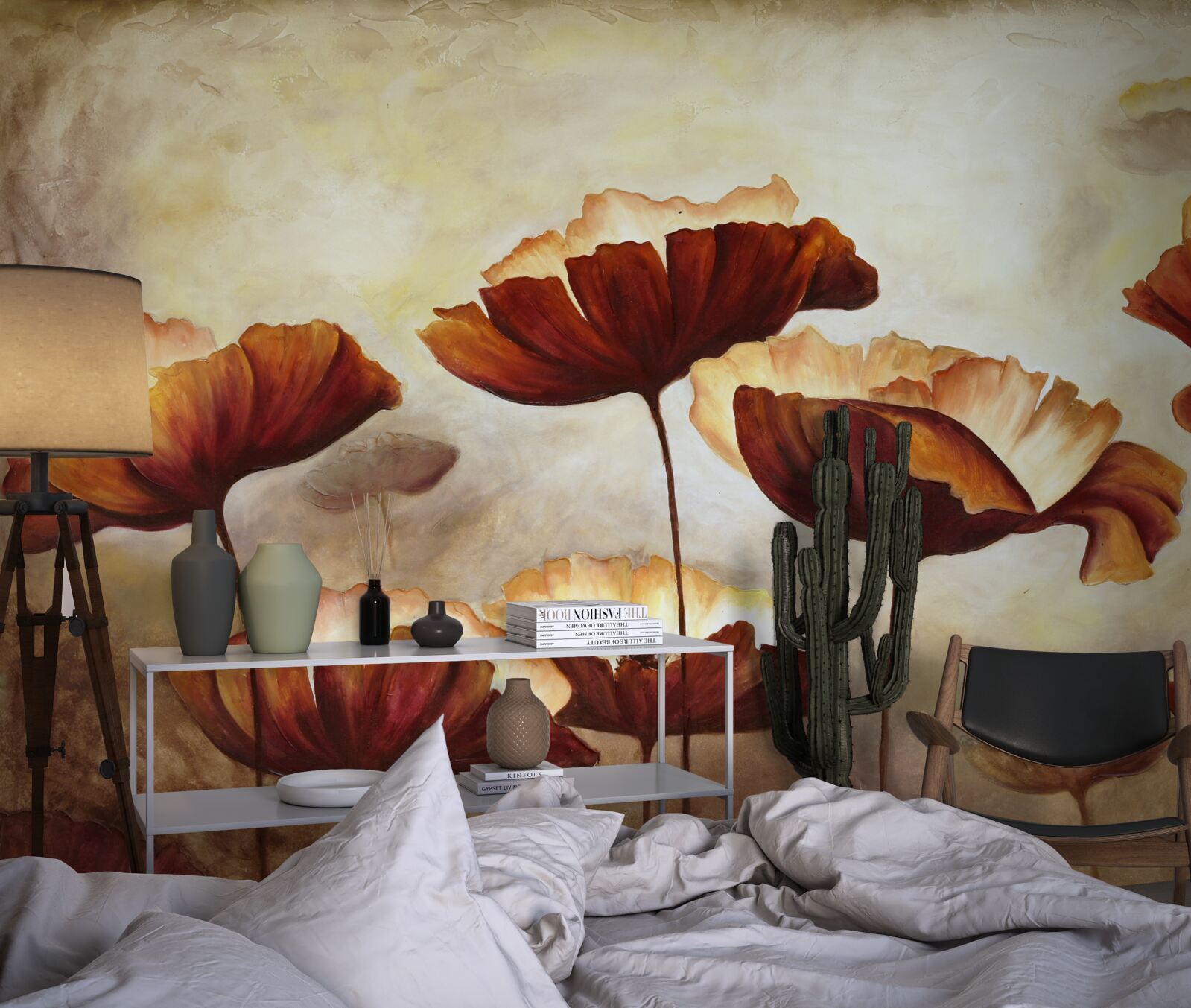 Fototapet maci roșii subțiri întâlnesc zorii